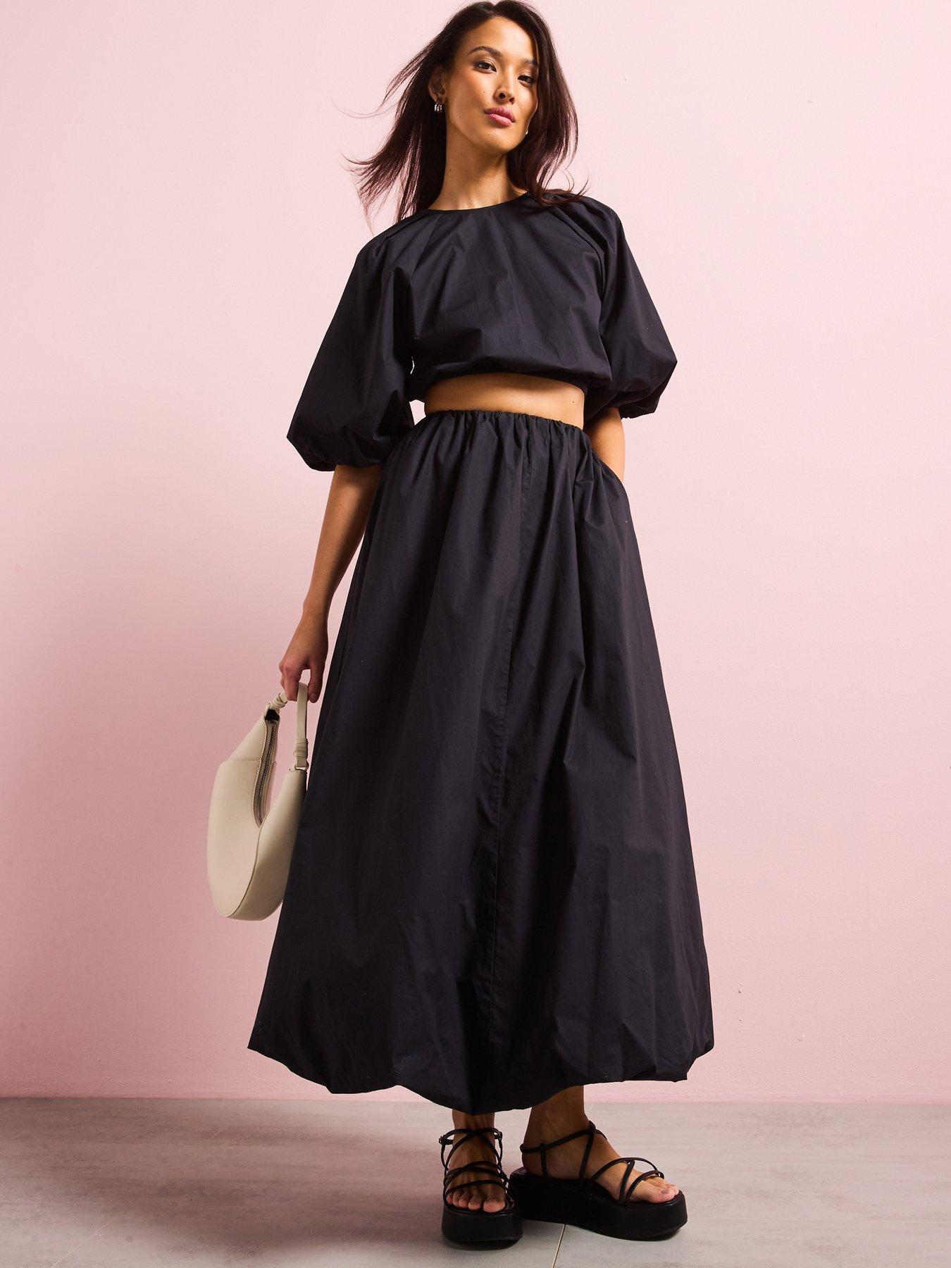  image of v-by-very-cotton-puff-sleeve-blouse-co-ord