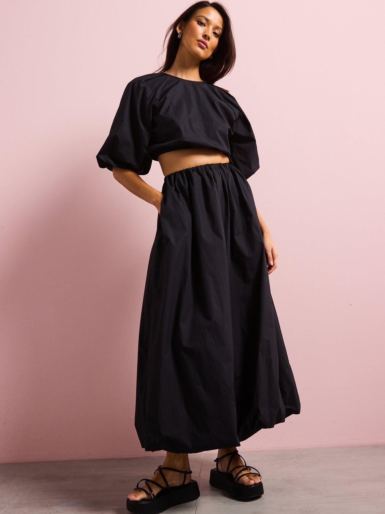  image of v-by-very-cotton-puff-sleeve-blouse-co-ord