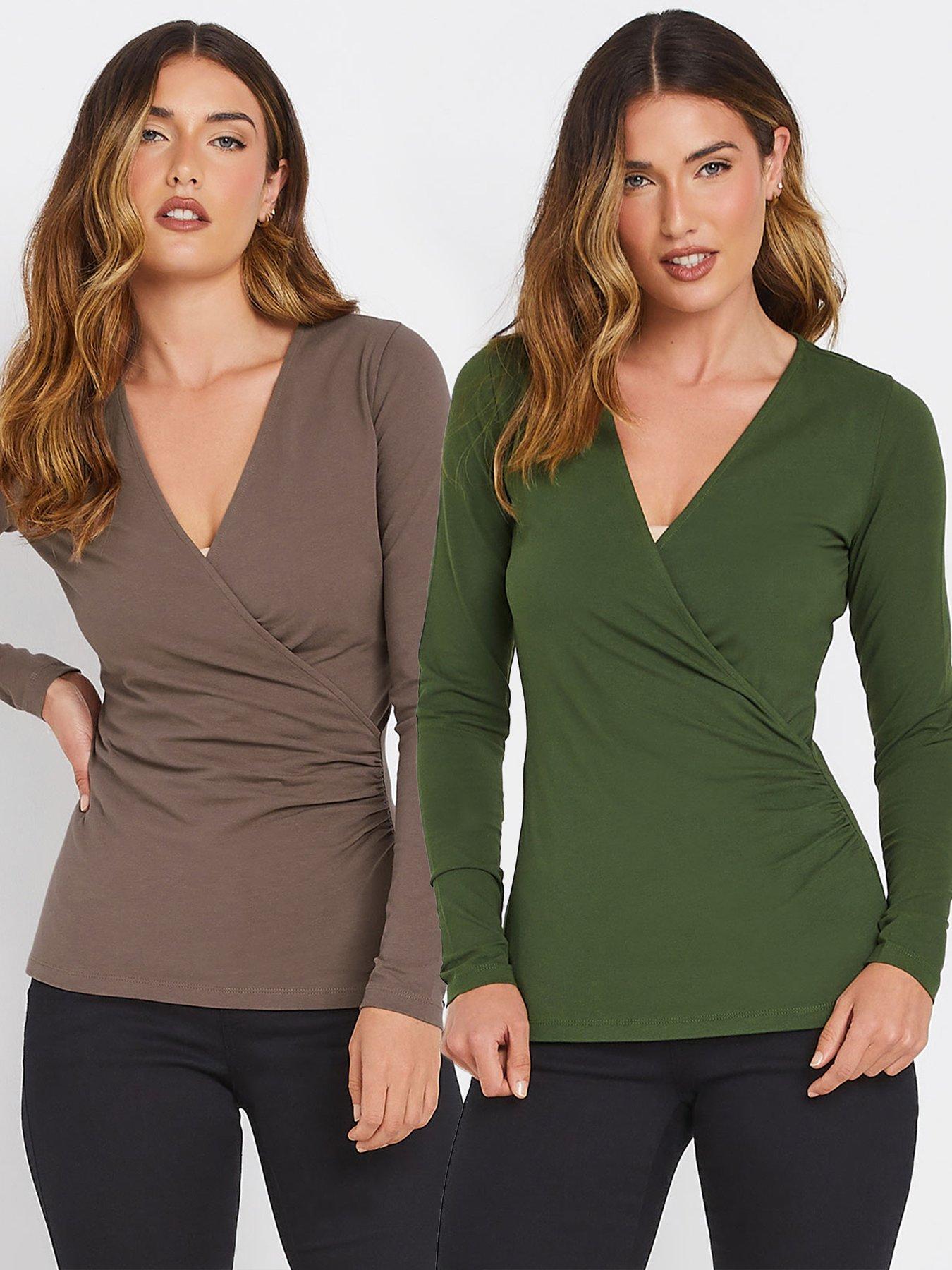 undefined 2 Pack Sleeve Wrap Top - Multi