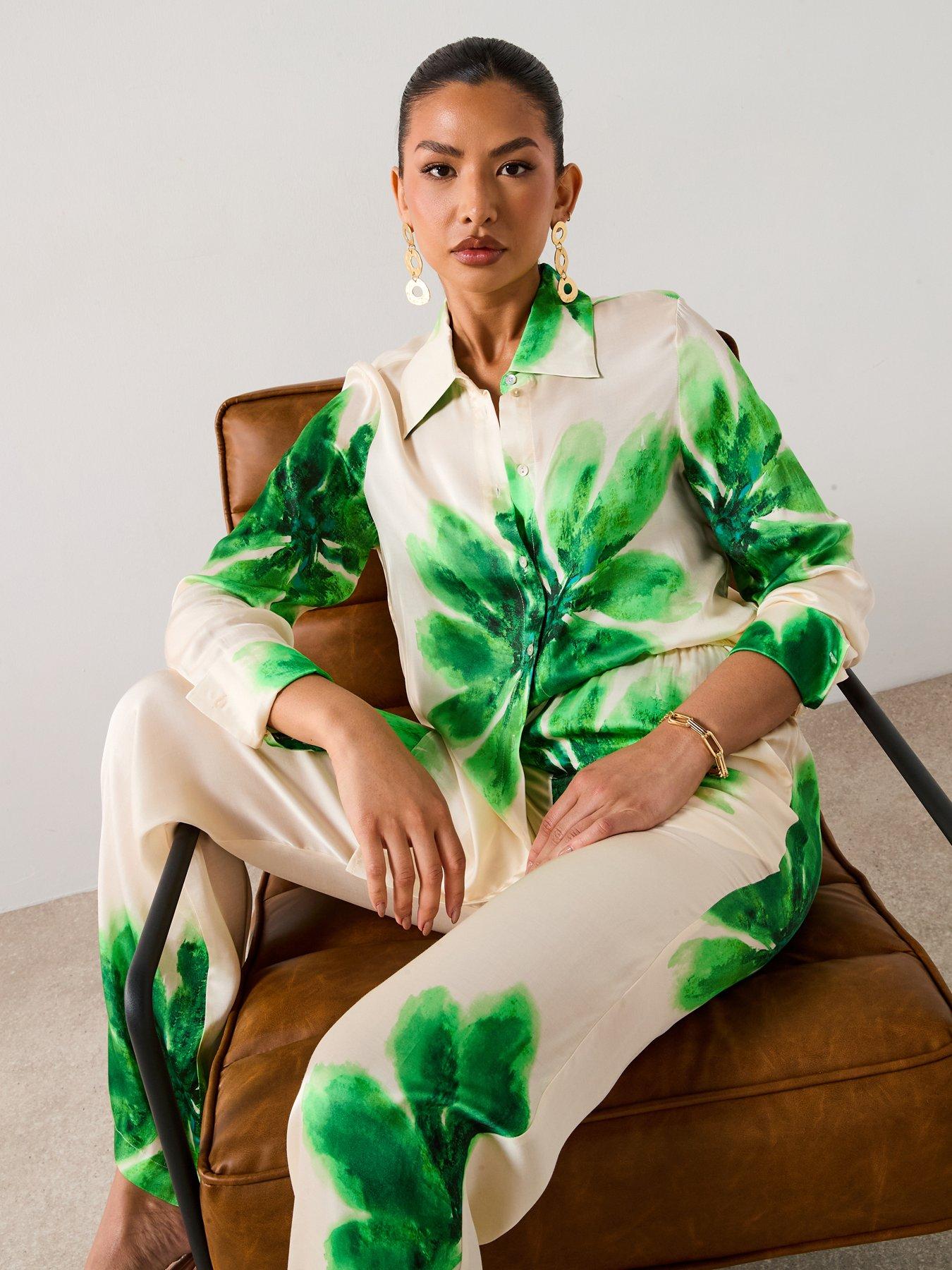 v-by-very-green-flower-satin-shirt-co-ord-cream