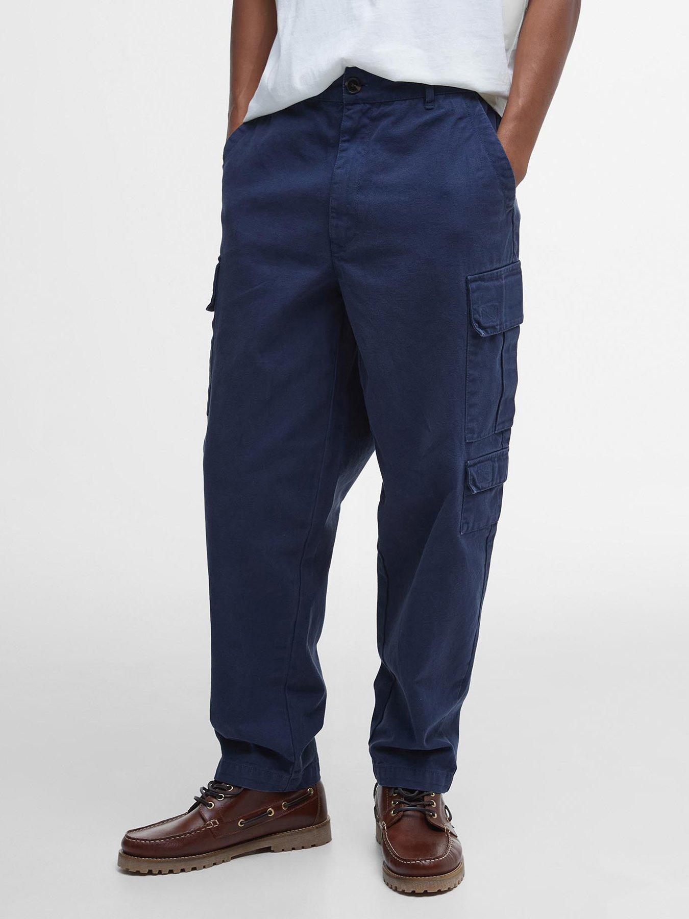 Image 1 of 6 of Barbour Deepdale Relaxed Fit Canvas Casual Trousers - Navy