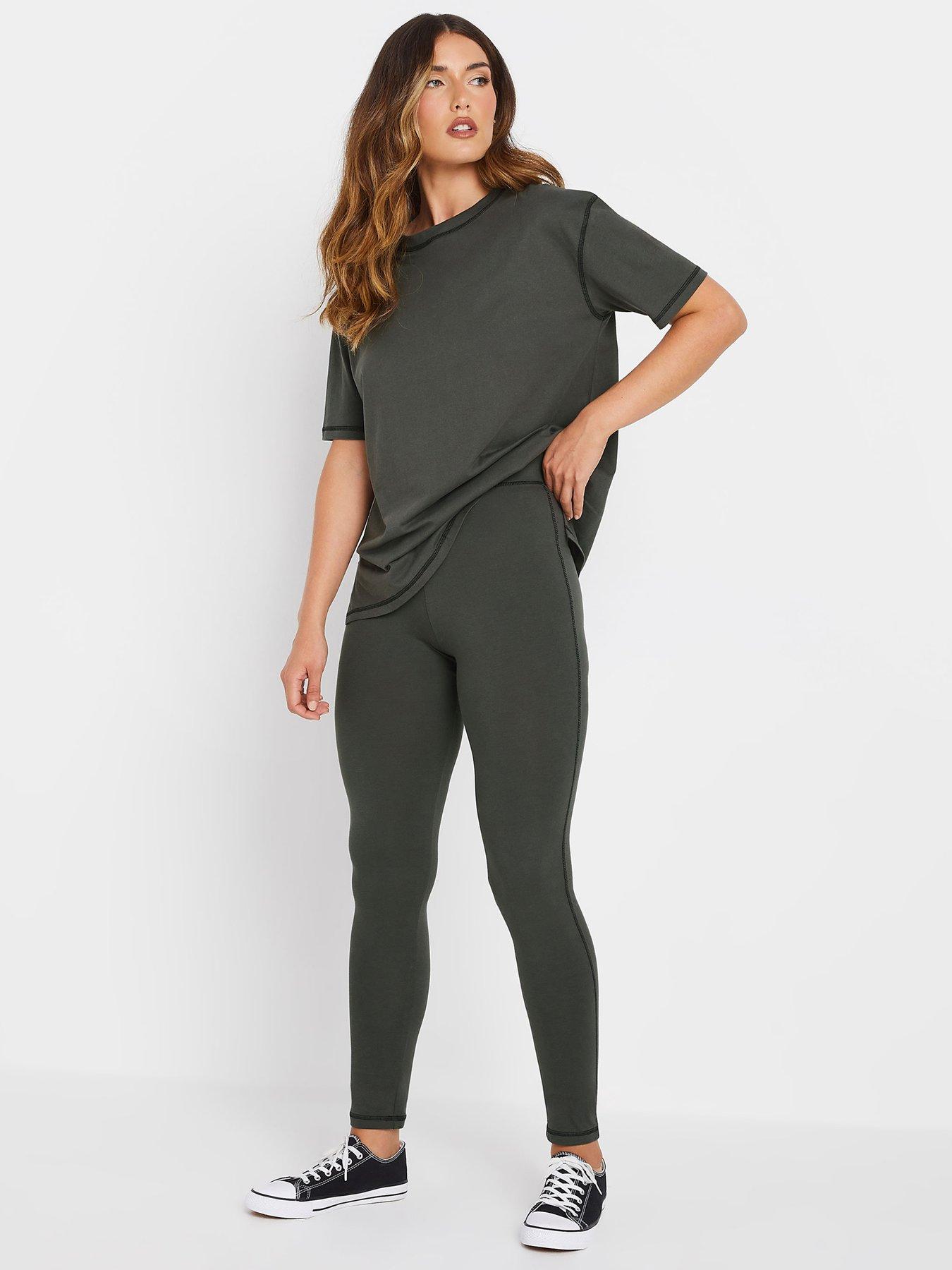 undefined Tall Contrast Stitch Short Sleeve T-Shirt and Leggings Set - GRey