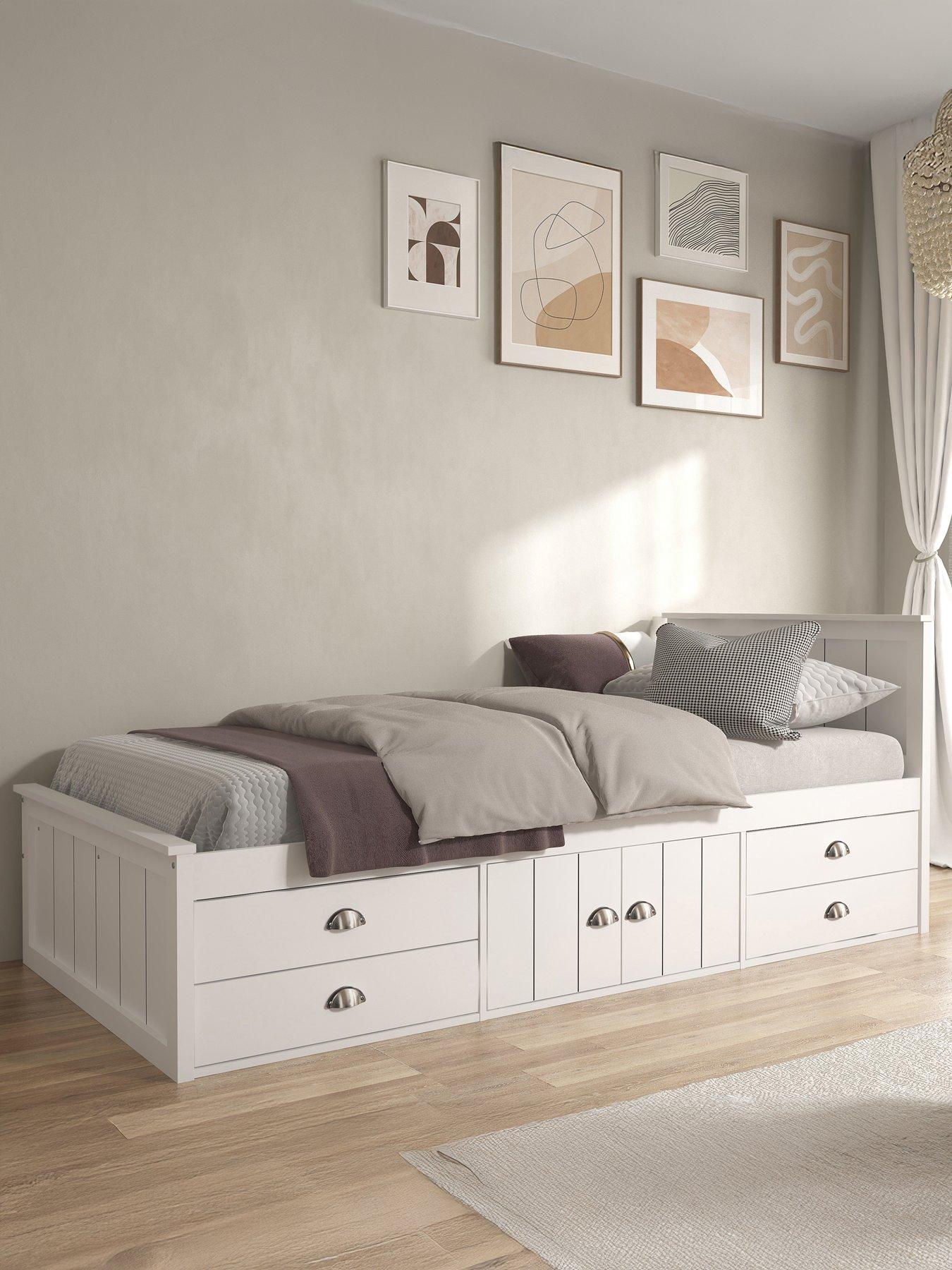 Image 1 of 7 of Very Home Atlanta Kids Single Bed with Drawer and Cupboard Storage plus Mattress Options (Buy &amp; SAVE!) - White
