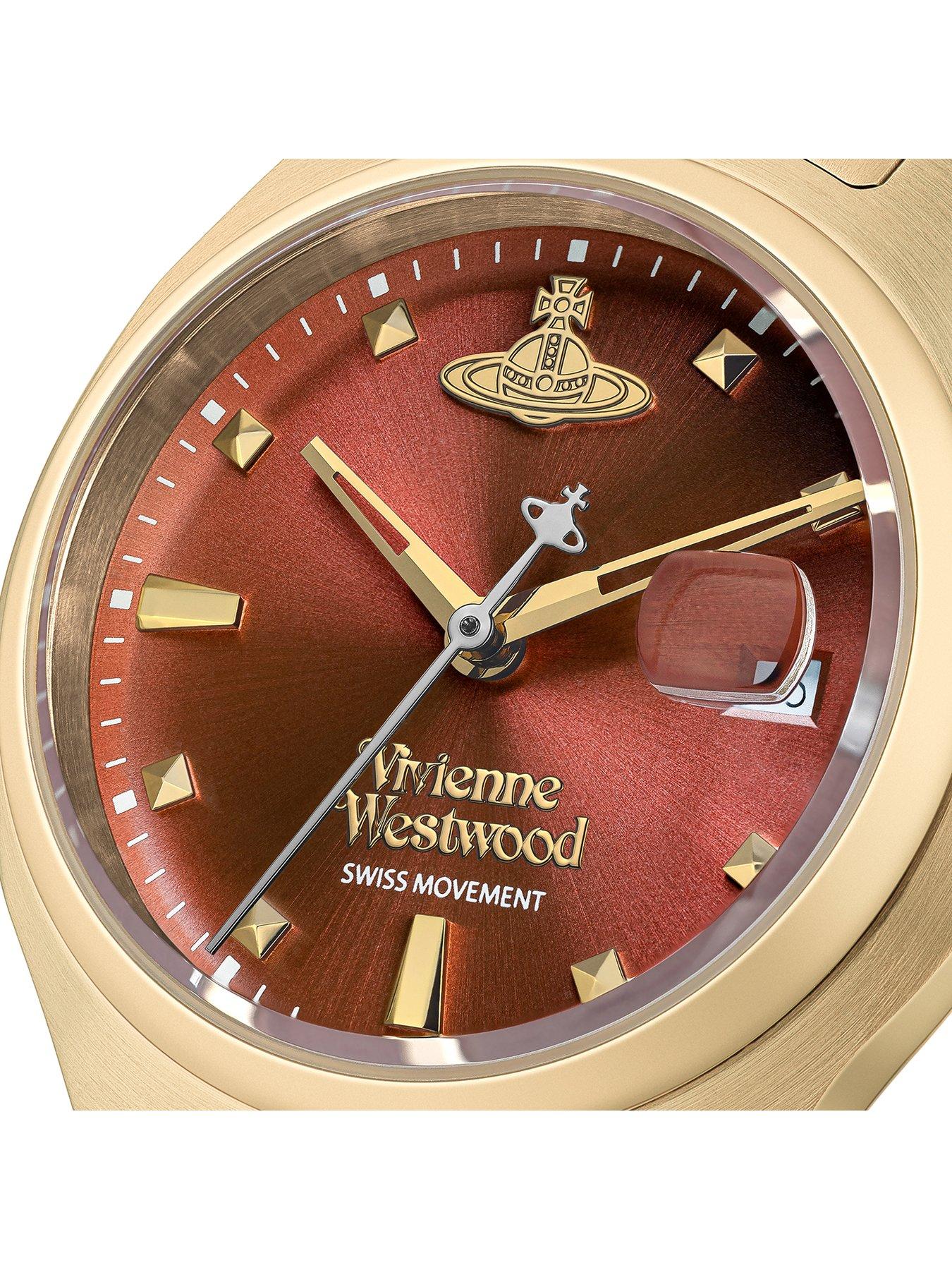 Image 2 of 6 of Vivienne Westwood Little Camberwell Quartz Watch with Red Dial and Gold Stainless Steel Bracelet
