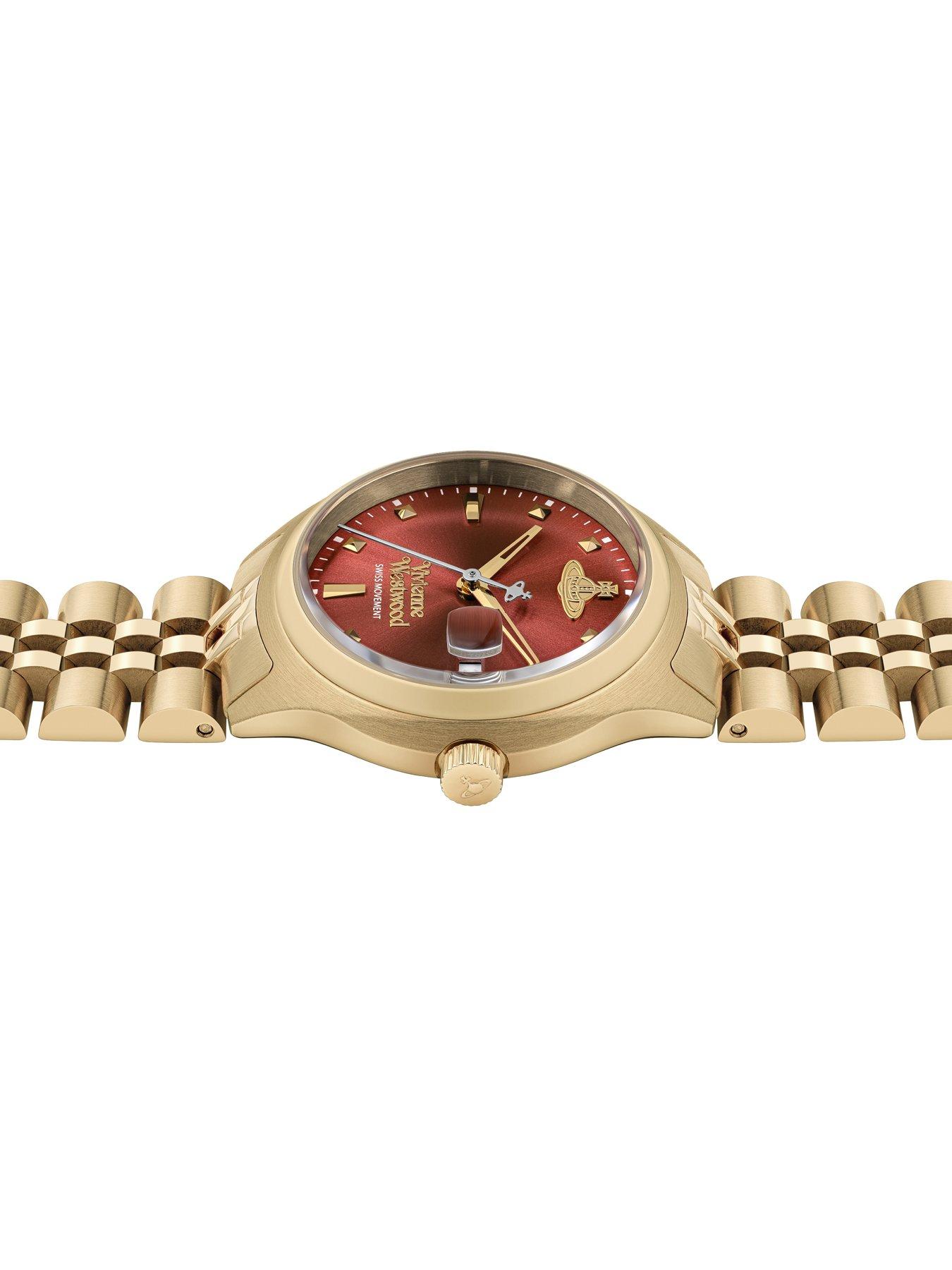 Image 3 of 6 of Vivienne Westwood Little Camberwell Quartz Watch with Red Dial and Gold Stainless Steel Bracelet