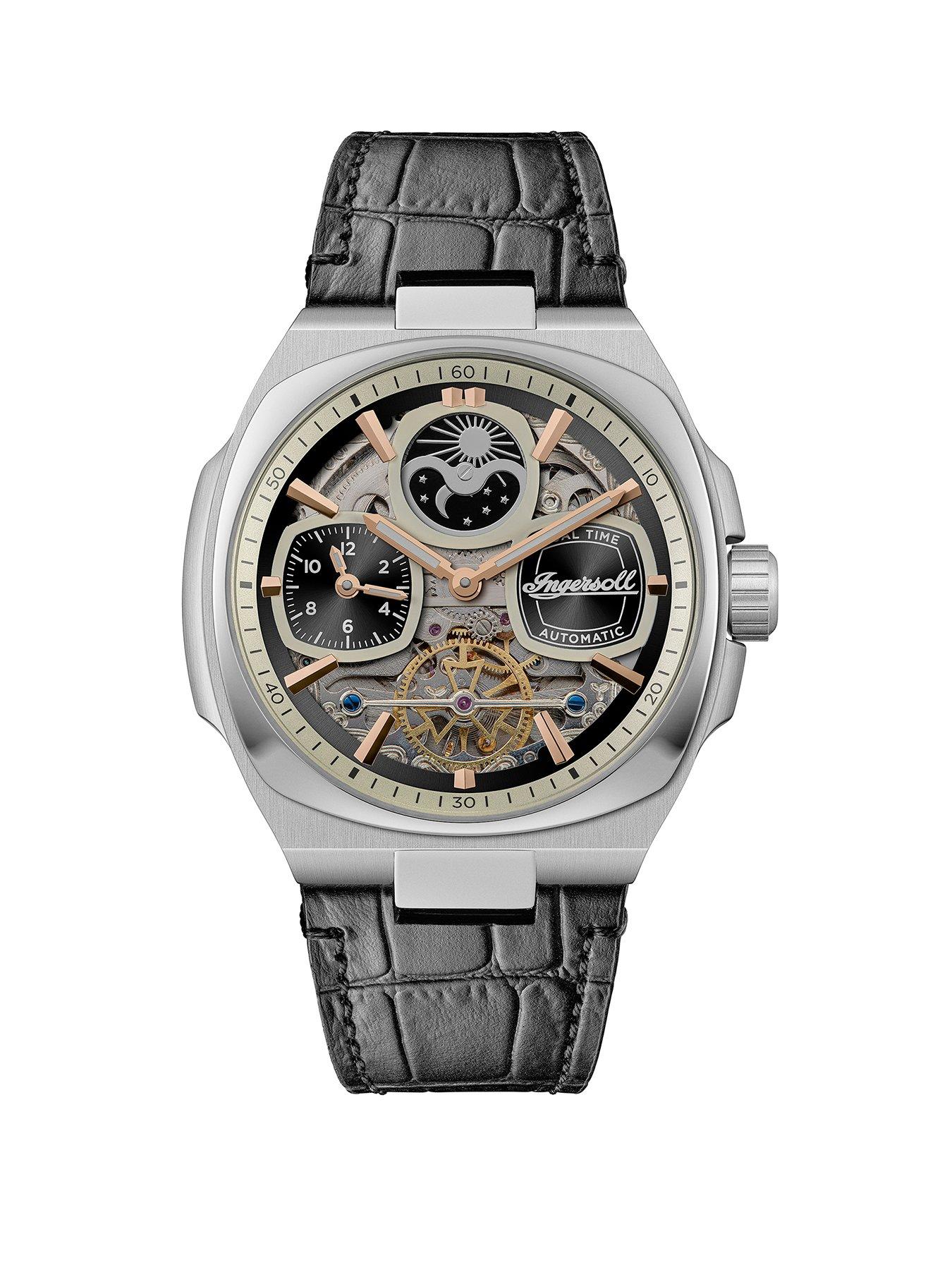  image of ingersoll-1892-the-spirit-automatic-mens-watch-with-black-dial-and-black-leather-strap