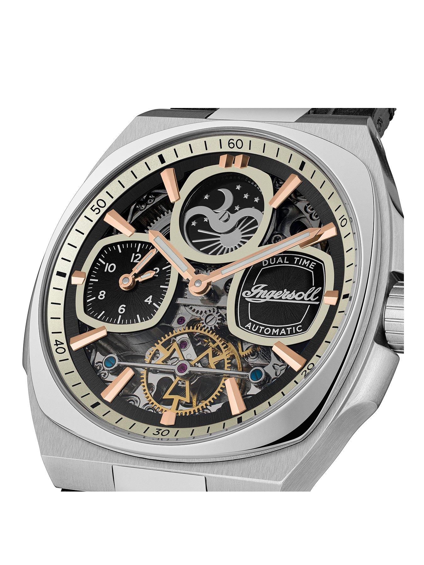  image of ingersoll-1892-the-spirit-automatic-mens-watch-with-black-dial-and-black-leather-strap