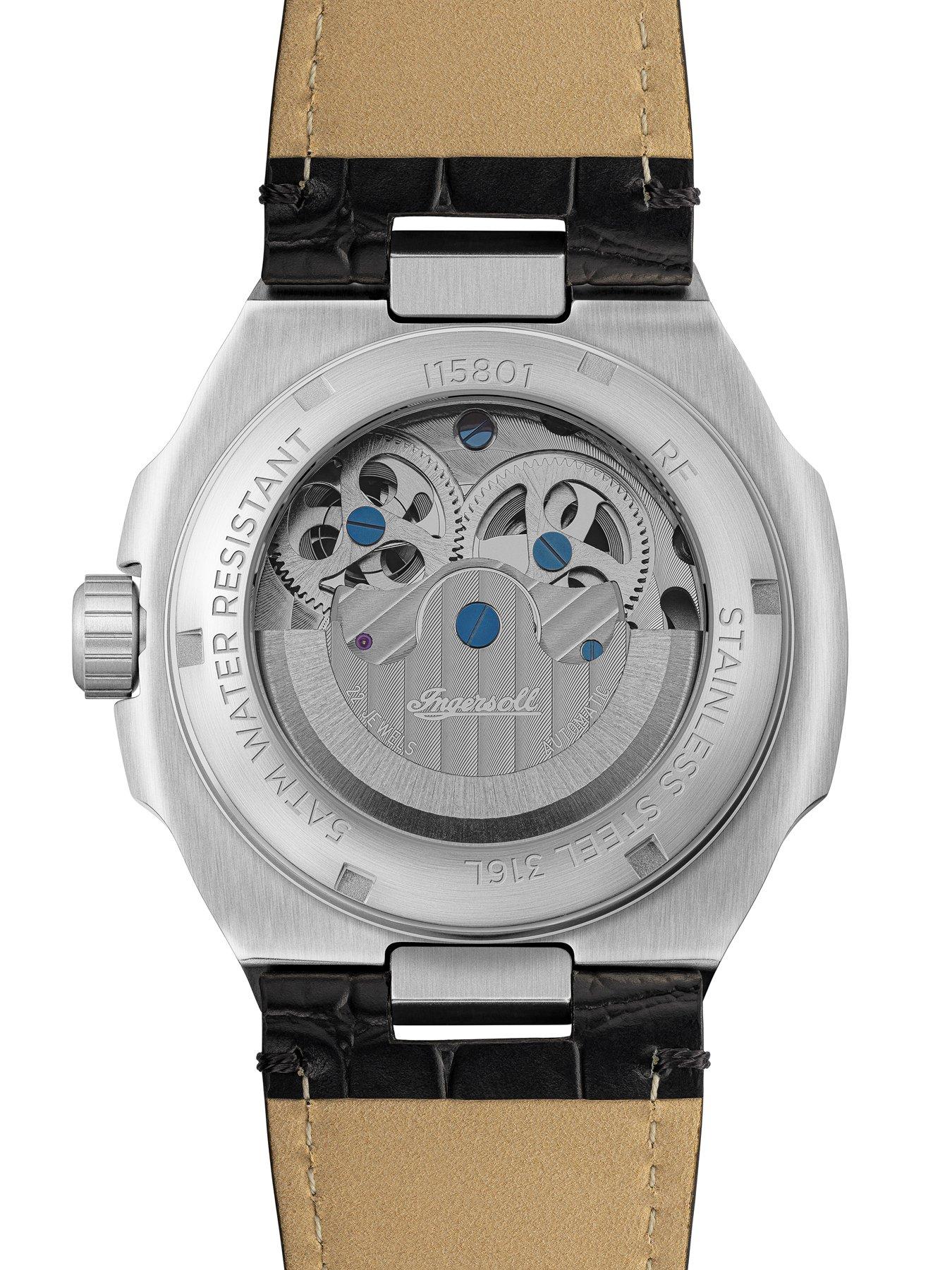  image of ingersoll-1892-the-spirit-automatic-mens-watch-with-black-dial-and-black-leather-strap