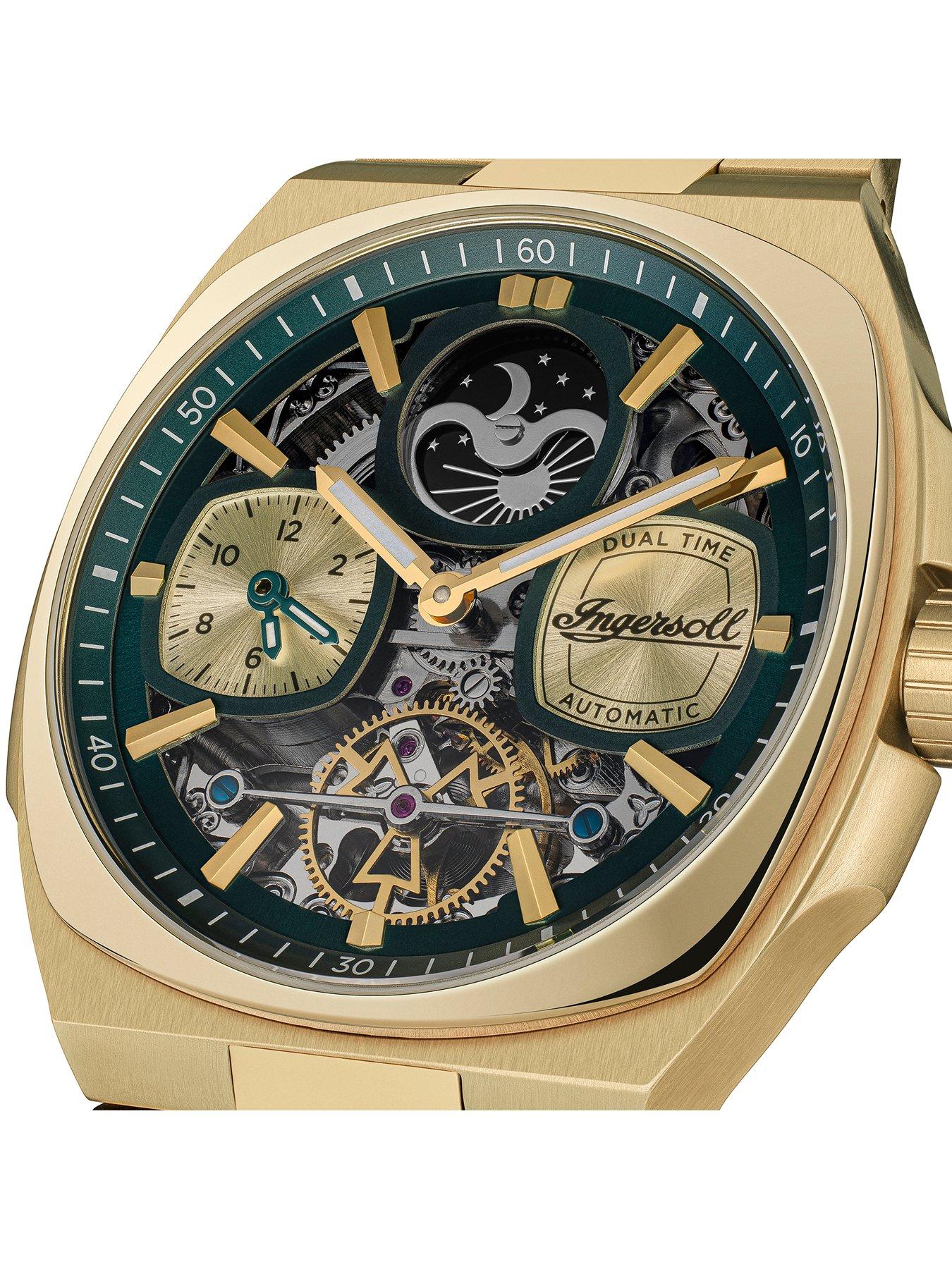 Image 5 of 5 of Ingersoll 1892 The Spirit Automatic Mens Green Dial Watch - Gold