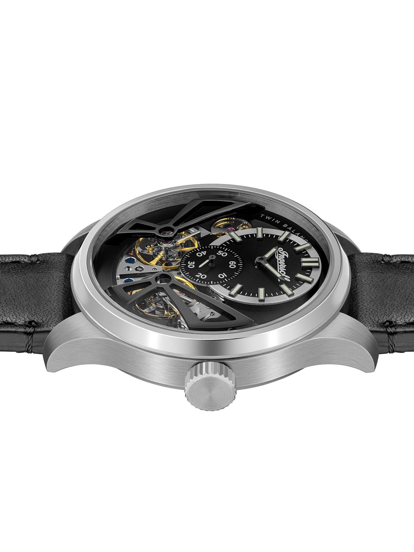  image of ingersoll-1892-the-naismith-automatic-mens-watch-with-black-dial-and-black-leather-strap