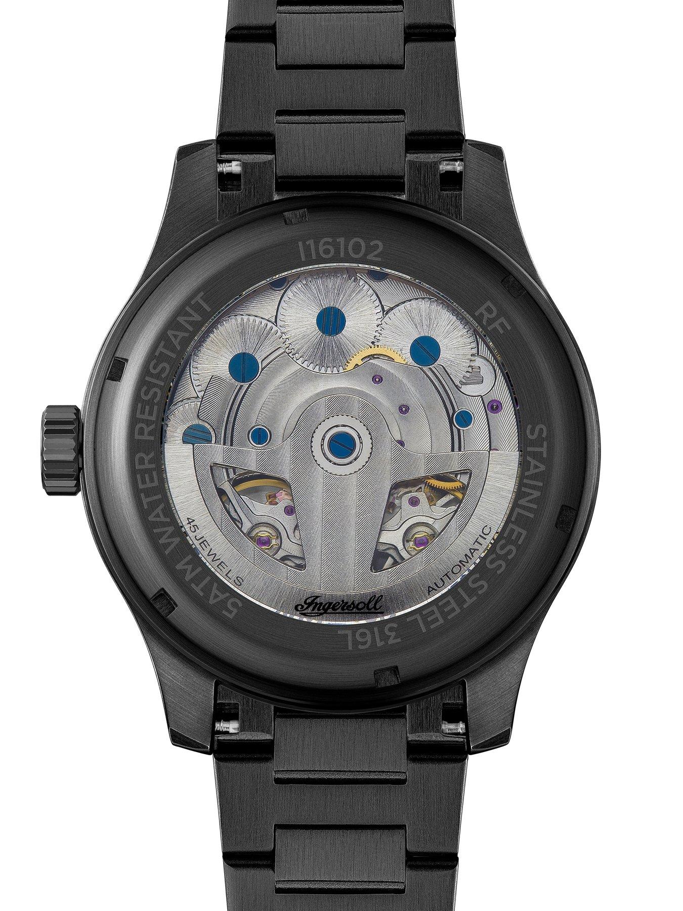 image of ingersoll-1892-the-naismith-automatic-mens-watch-with-black-dial-and-black-leather-strap