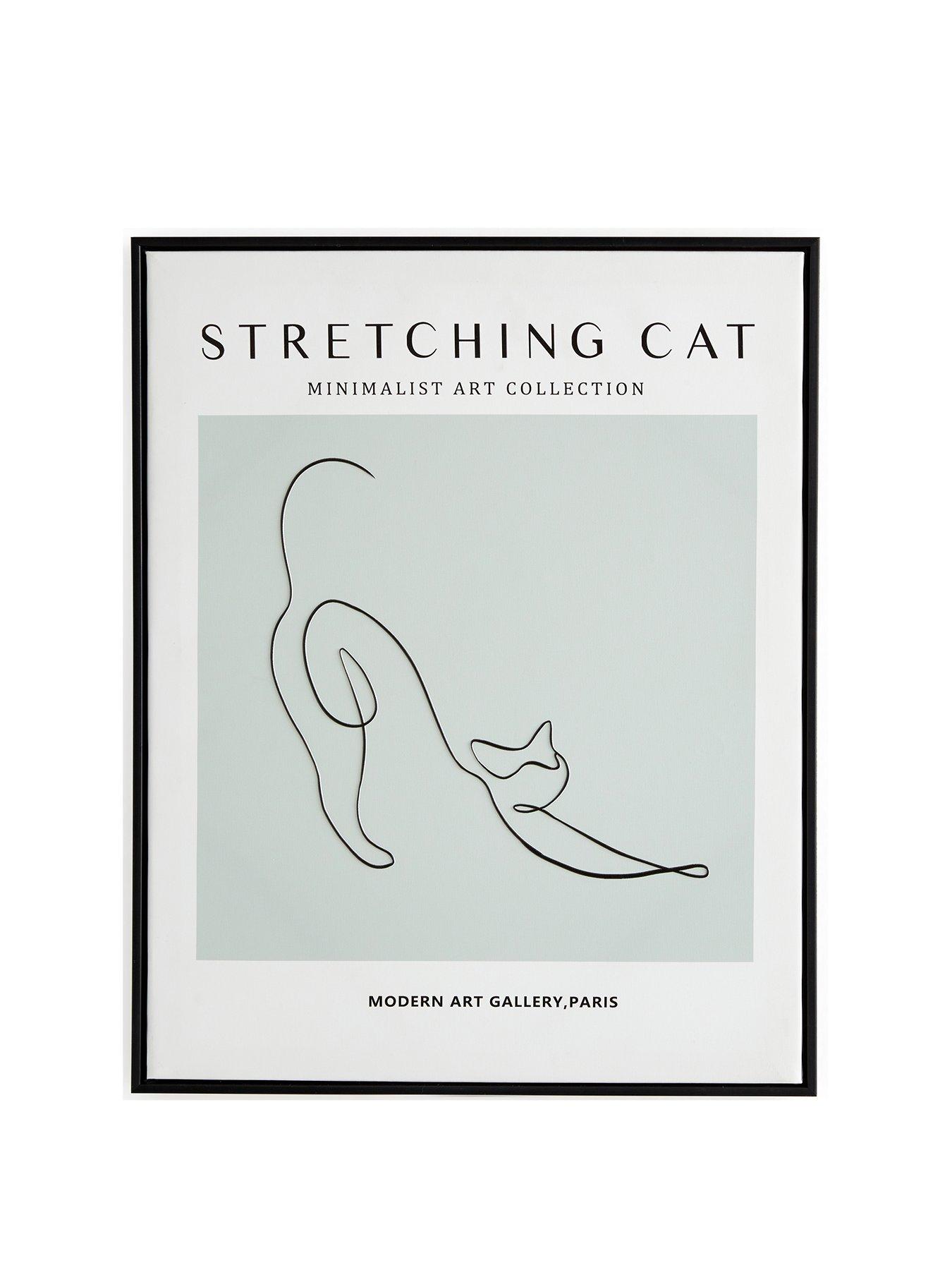  image of the-very-collection-minimalist-art-collection-ndash-stretching-cat-printed-wall-art