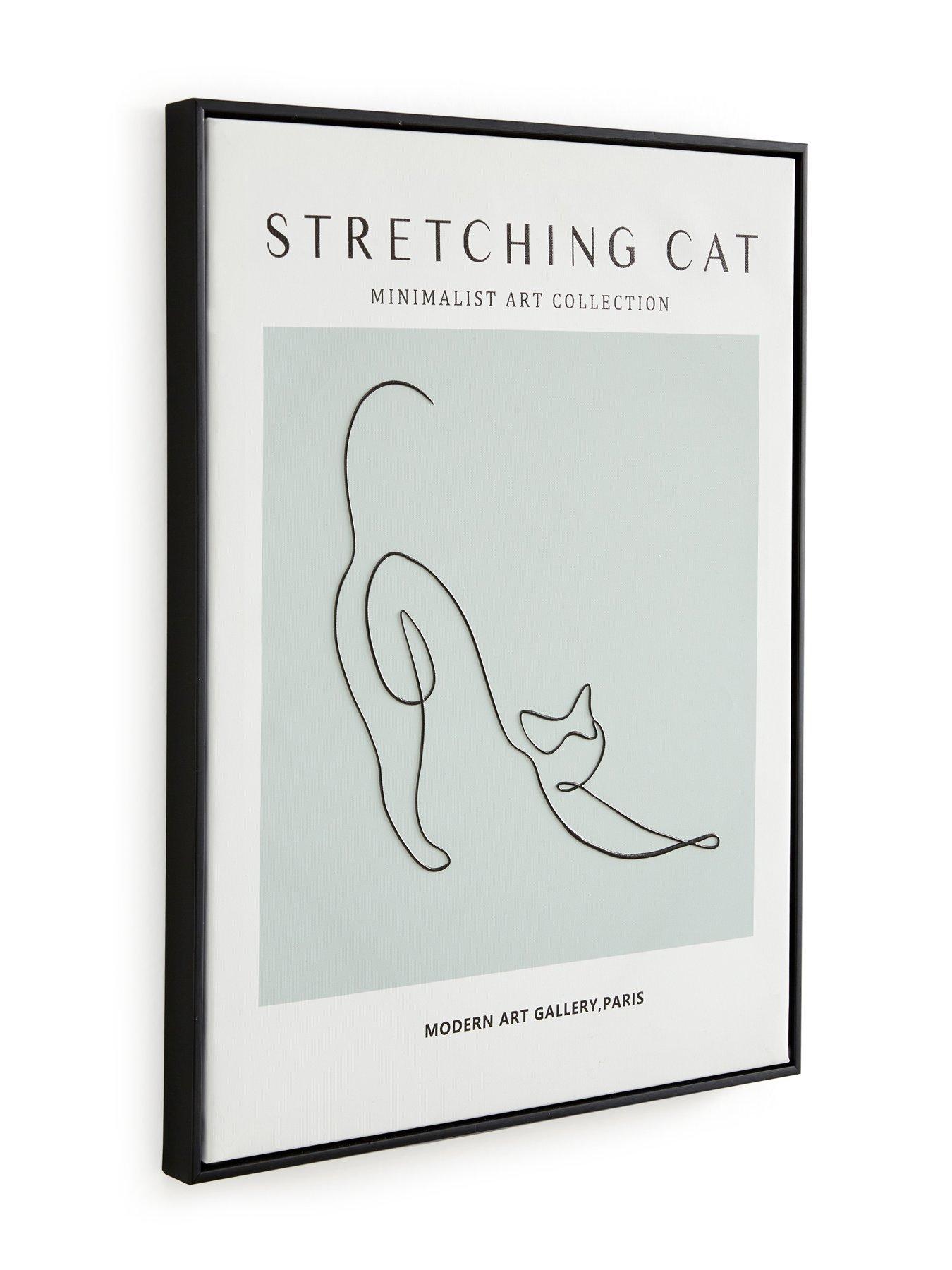 Image 3 of 5 of Very Home Minimalist Art Collection &ndash; Stretching Cat Printed Wall Art