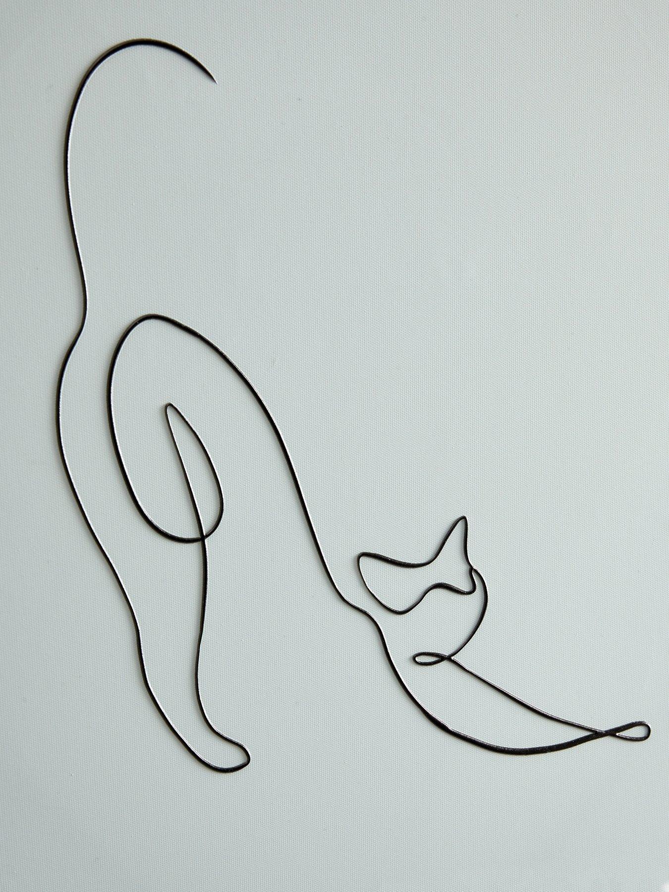 Image 5 of 5 of Very Home Minimalist Art Collection &ndash; Stretching Cat Printed Wall Art