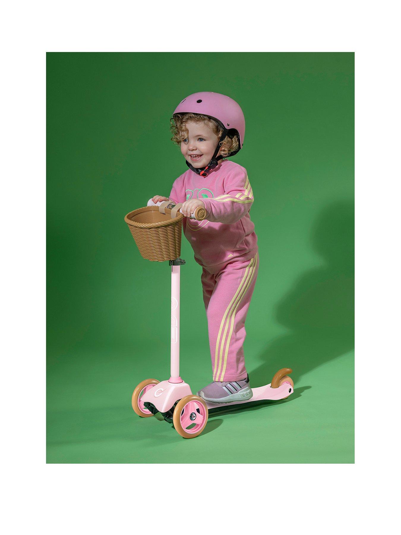  image of evo-mini-cruiser-tri-scooternbspwith-basket-pastel-pink