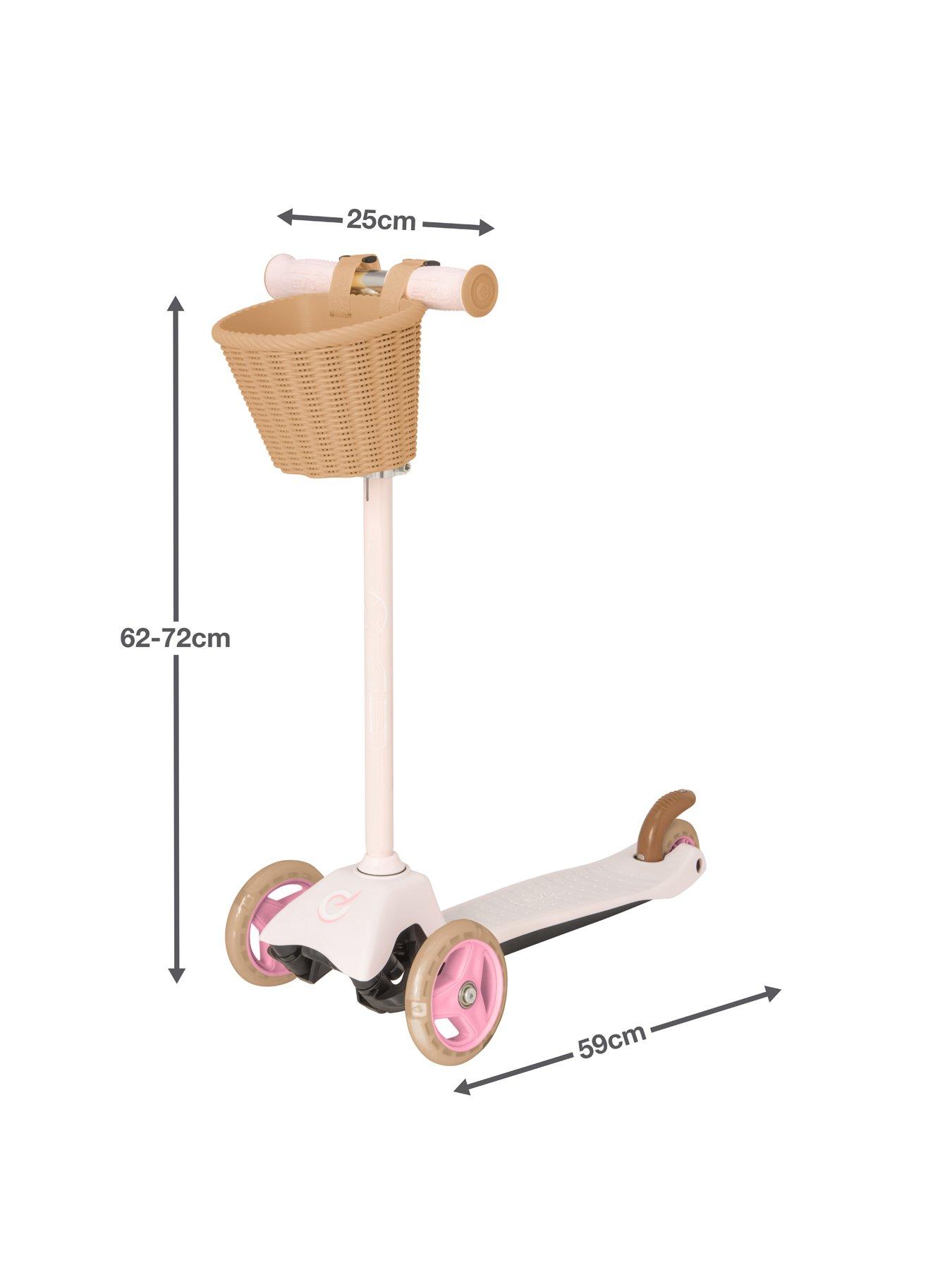  image of evo-mini-cruiser-tri-scooternbspwith-basket-pastel-pink