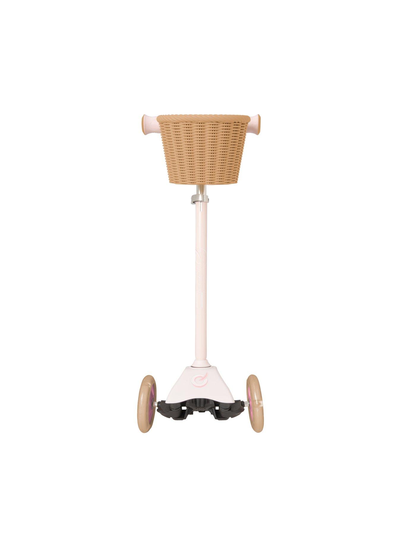  image of evo-mini-cruiser-tri-scooternbspwith-basket-pastel-pink