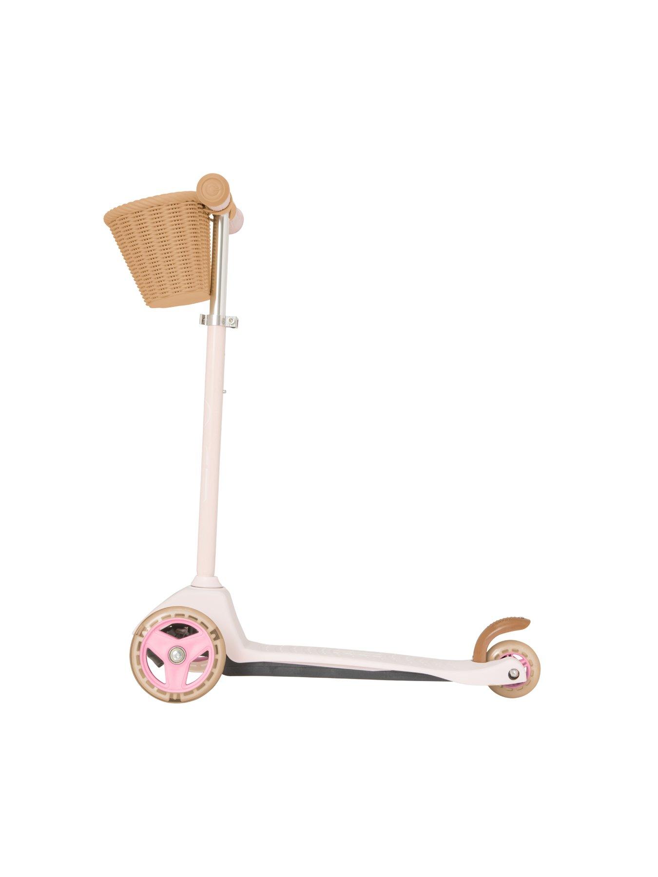  image of evo-mini-cruiser-tri-scooternbspwith-basket-pastel-pink