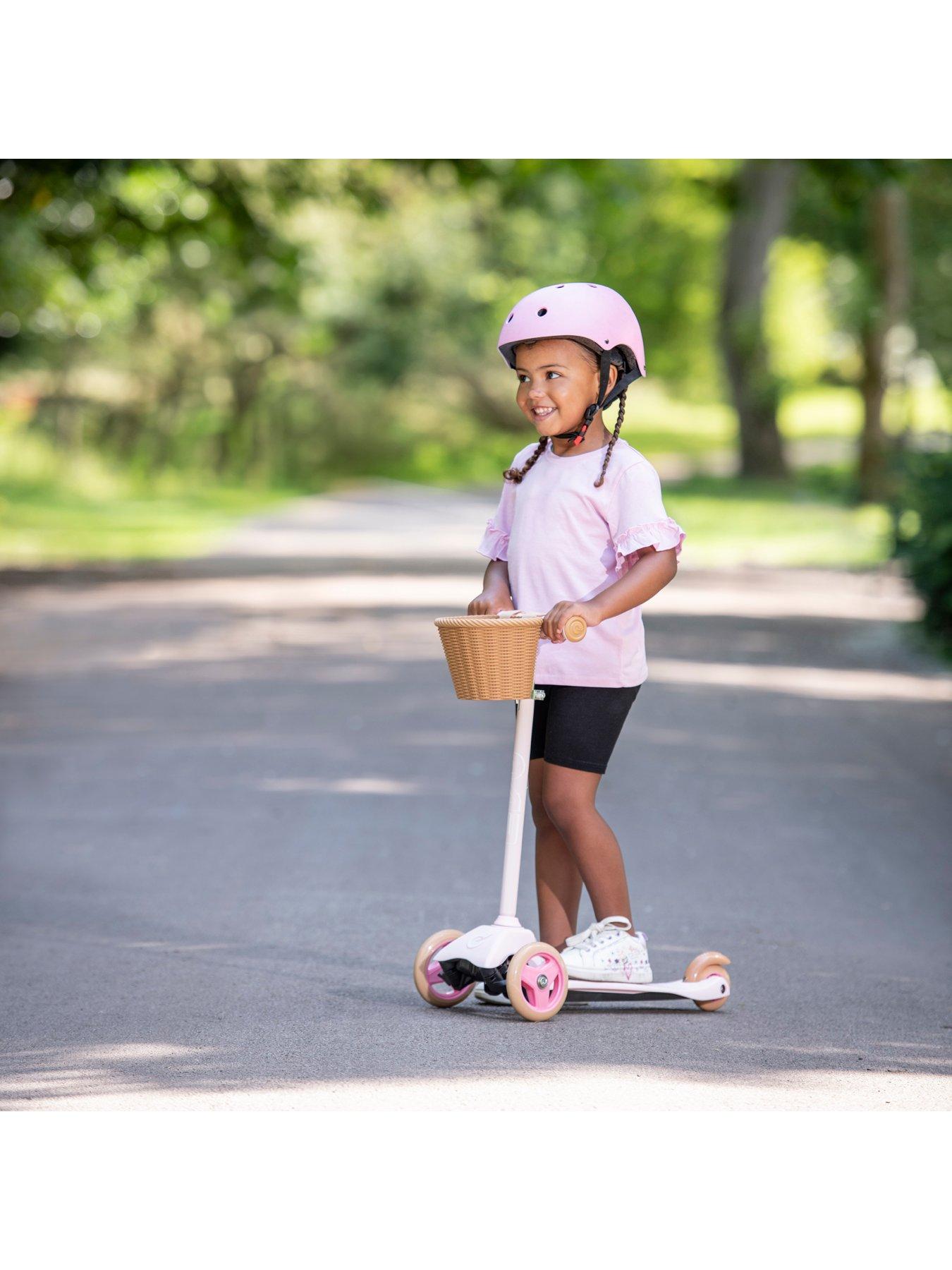  image of evo-mini-cruiser-tri-scooternbspwith-basket-pastel-pink