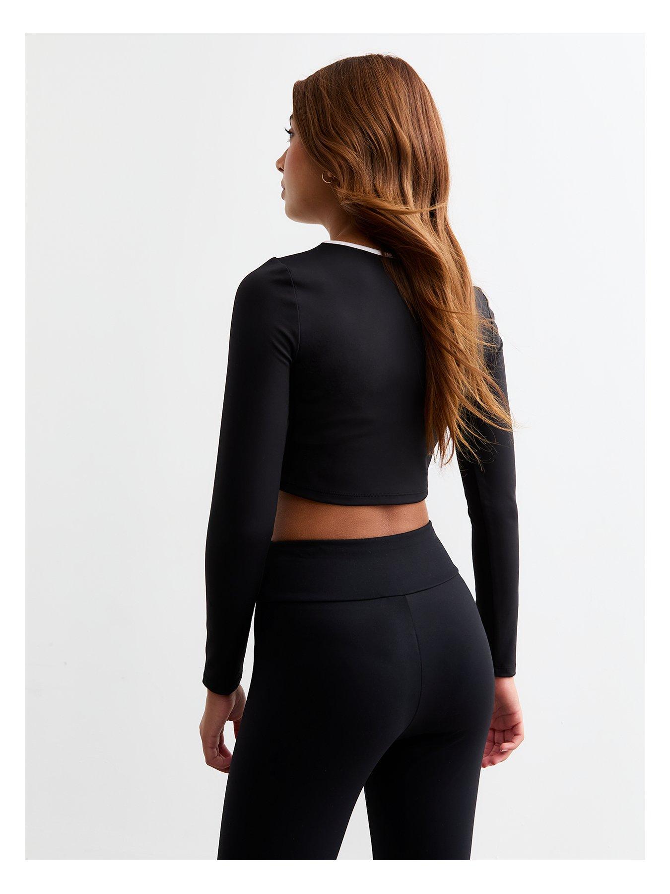  image of new-look-915-girls-piping-long-sleeve-top-black