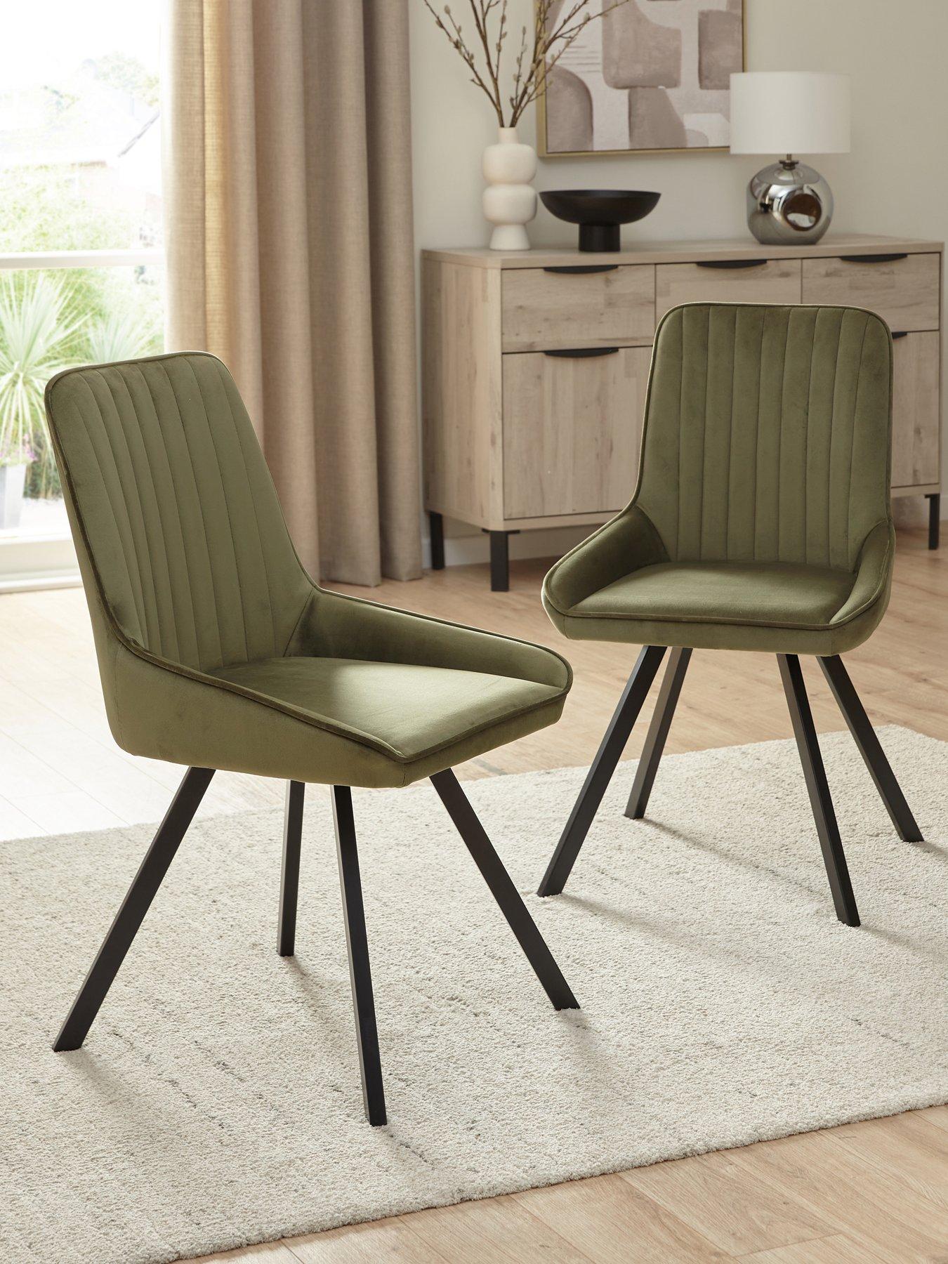 Very Home Marlow Pair of Dining Chairs - Moss Green/Black - FSC® Certified