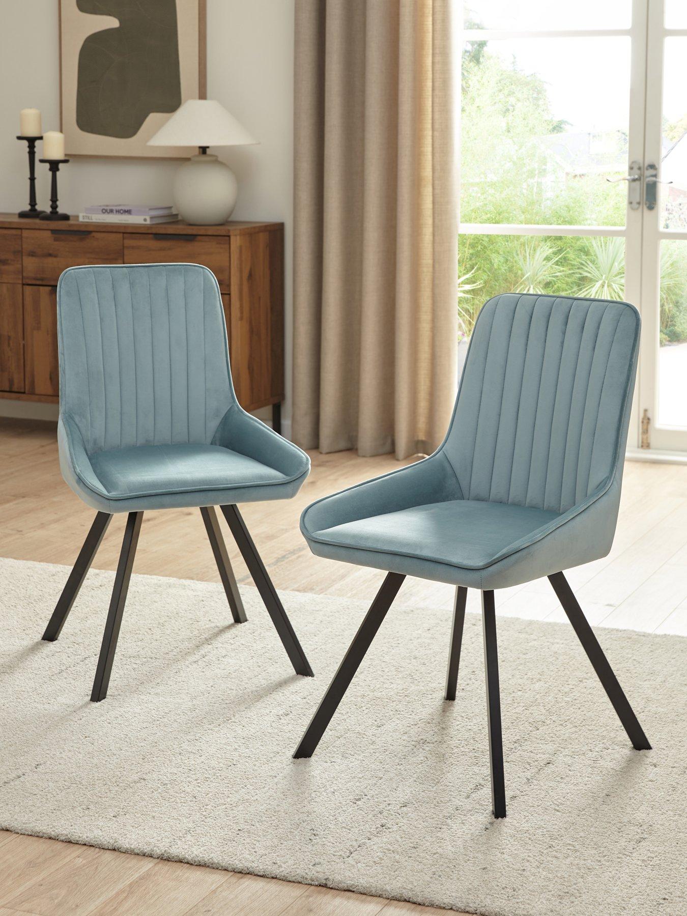 Very Home Marlow Pair of Dining Chairs - Dusty Blue/Black - FSC Certified