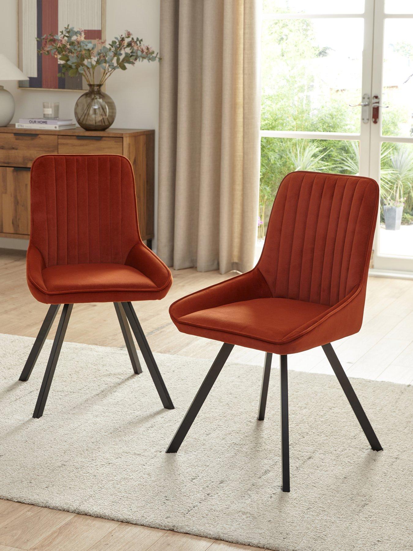 The Very Collection Marlo Pair of Velvet Dining Chairs - Rust/Black - FSC® Certified