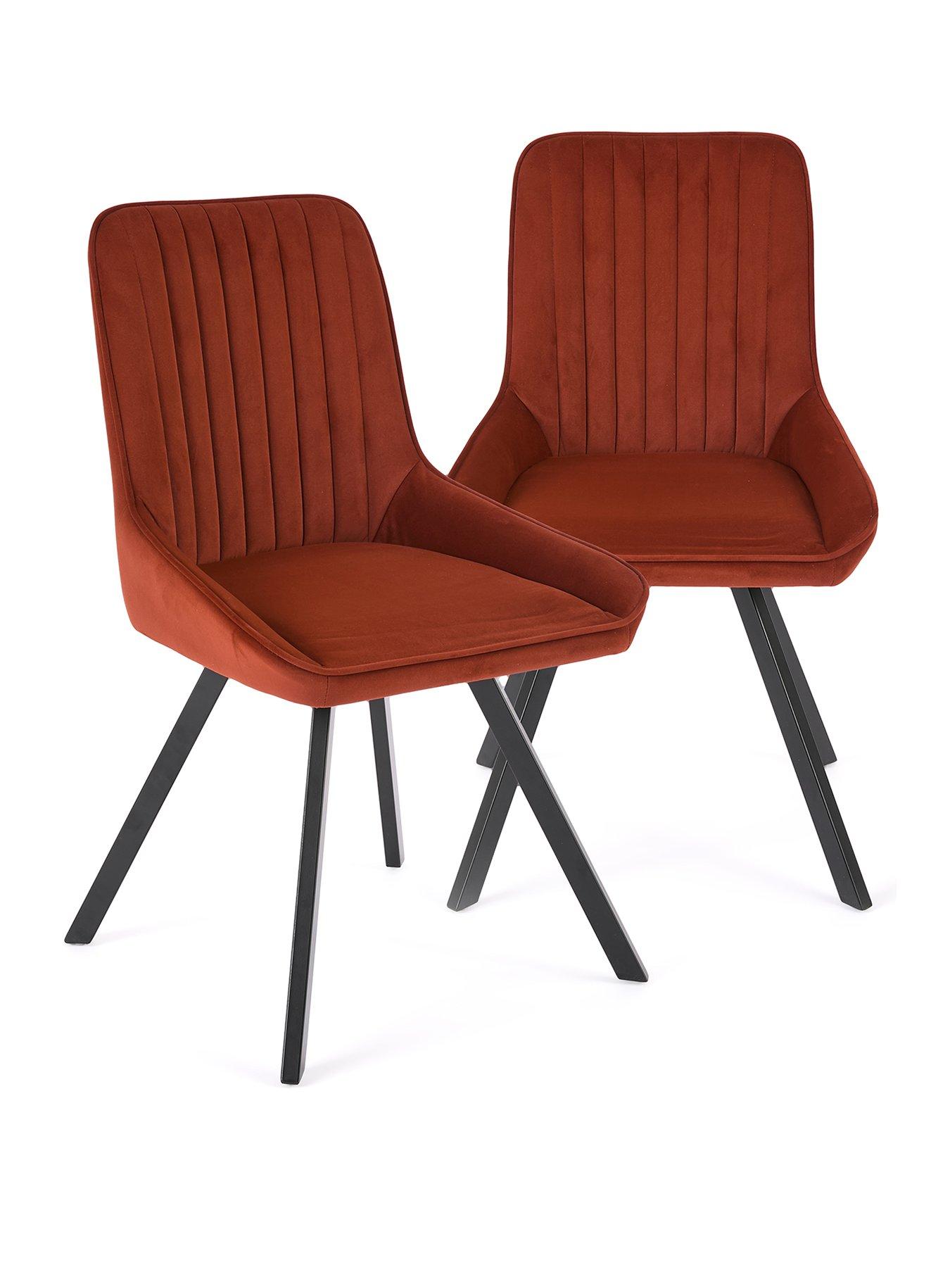  image of the-very-collection-marlo-pair-of-velvetnbspdining-chairs-rustblack-fscreg-certified