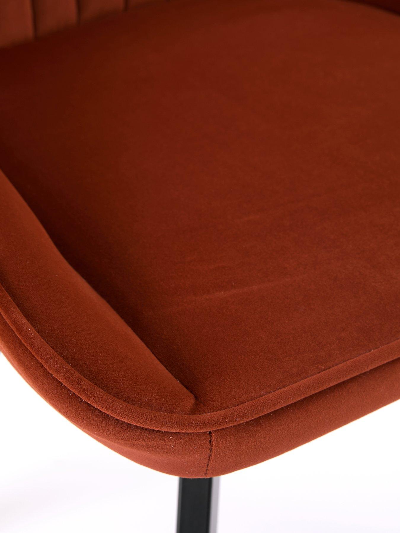  image of the-very-collection-marlo-pair-of-velvetnbspdining-chairs-rustblack-fscreg-certified