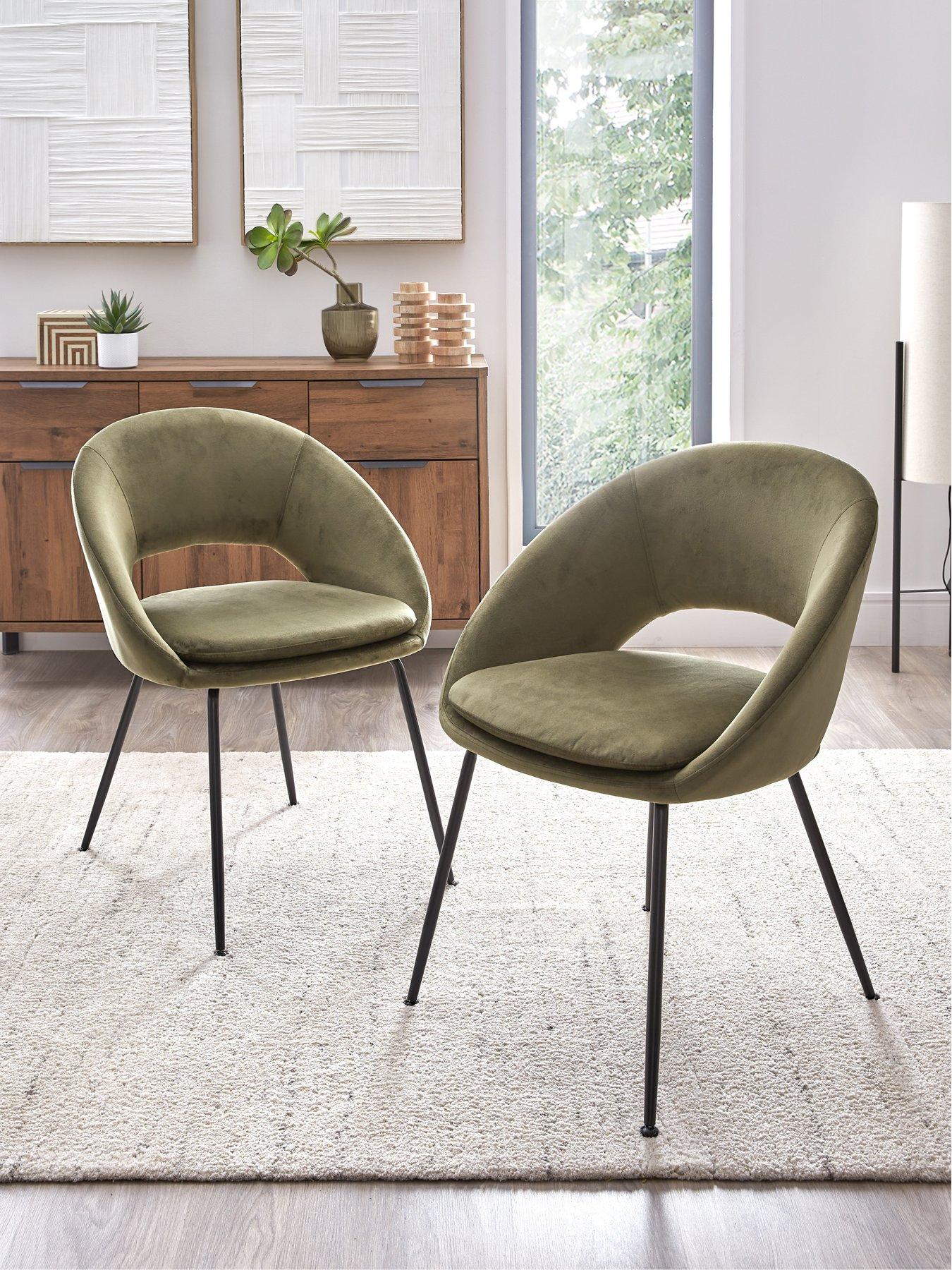 Very Home Pair of Aurelia Dining Chairs - Moss Green/Black - FSC® Certified