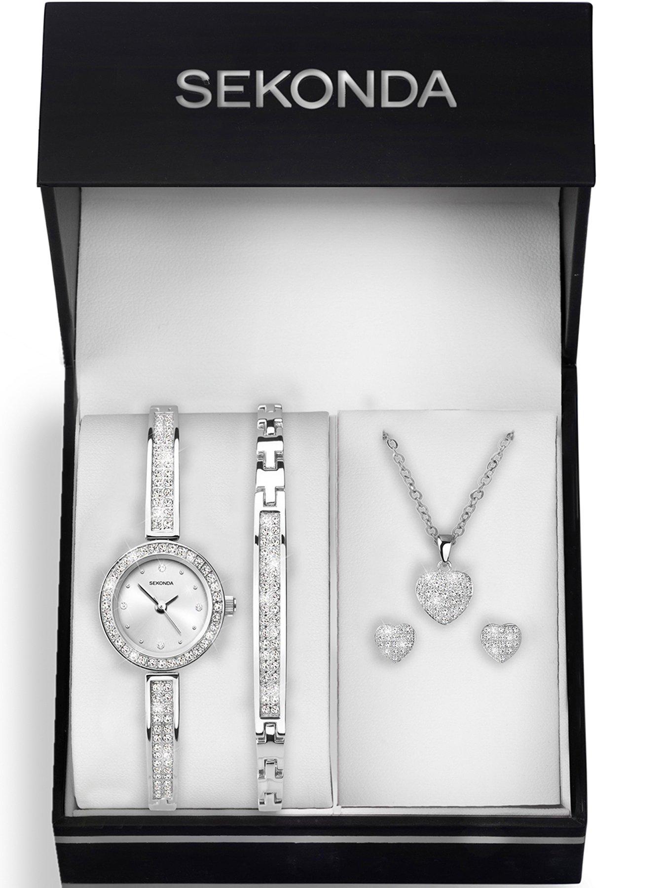Image 3 of 6 of Sekonda Women's Sparkle Silver Alloy Bracelet Watch&nbsp;with Silver Dial Analogue Gift Set