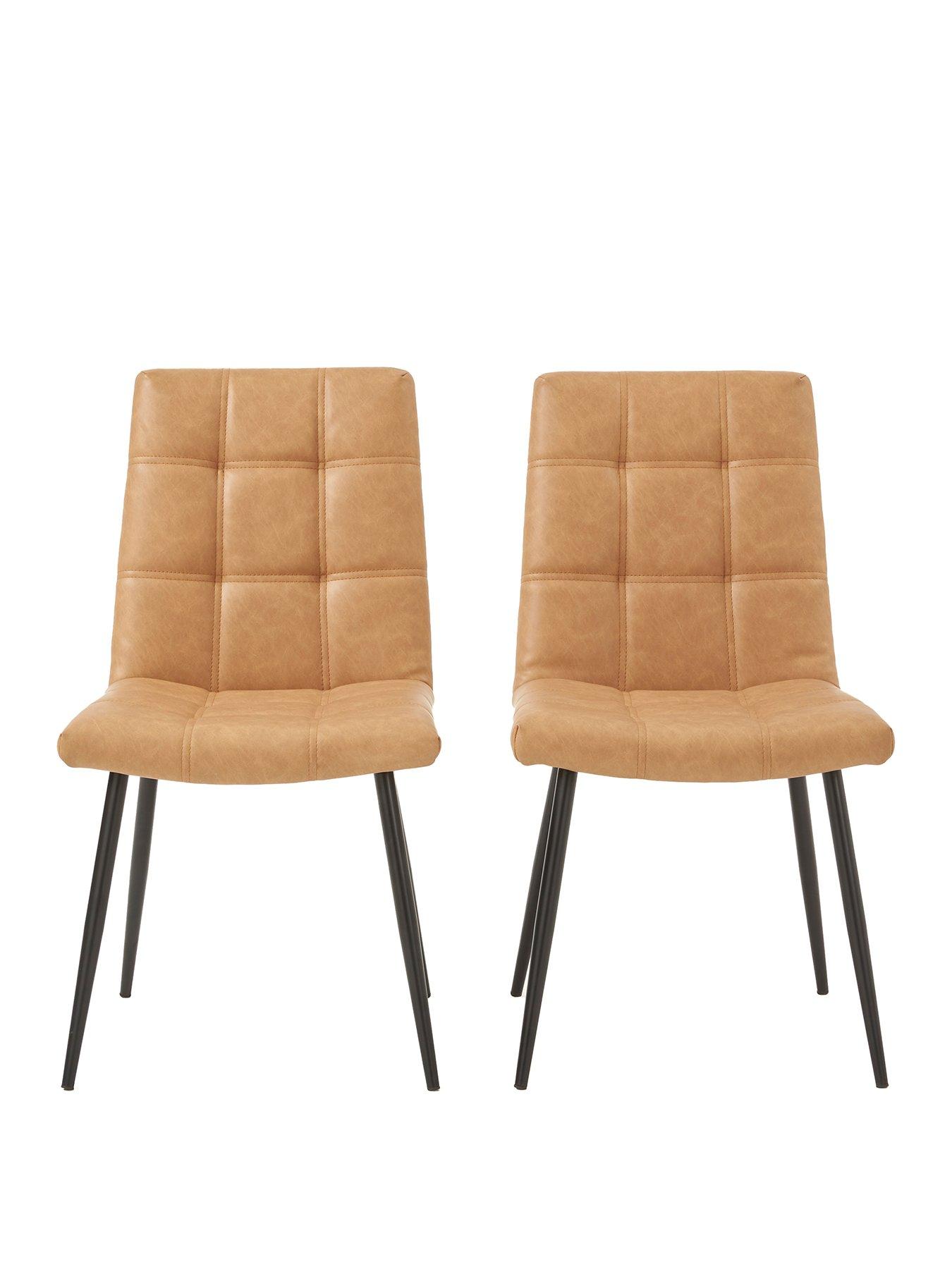  image of very-home-harlem-pair-of-dining-chairs-in-tanblacknbsp--fscreg-certified
