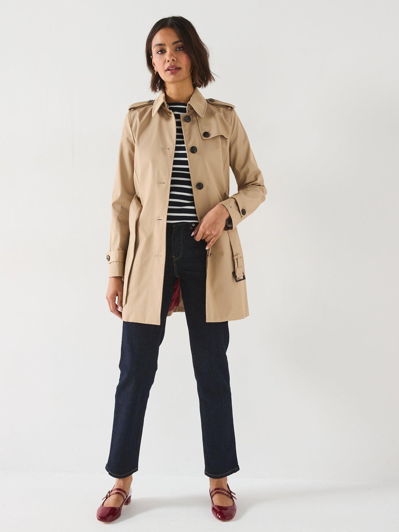 Image 3 of 6 of Tommy Hilfiger Womens Heritage Regular Fit Belted Single Breasted Trench Coat - Beige
