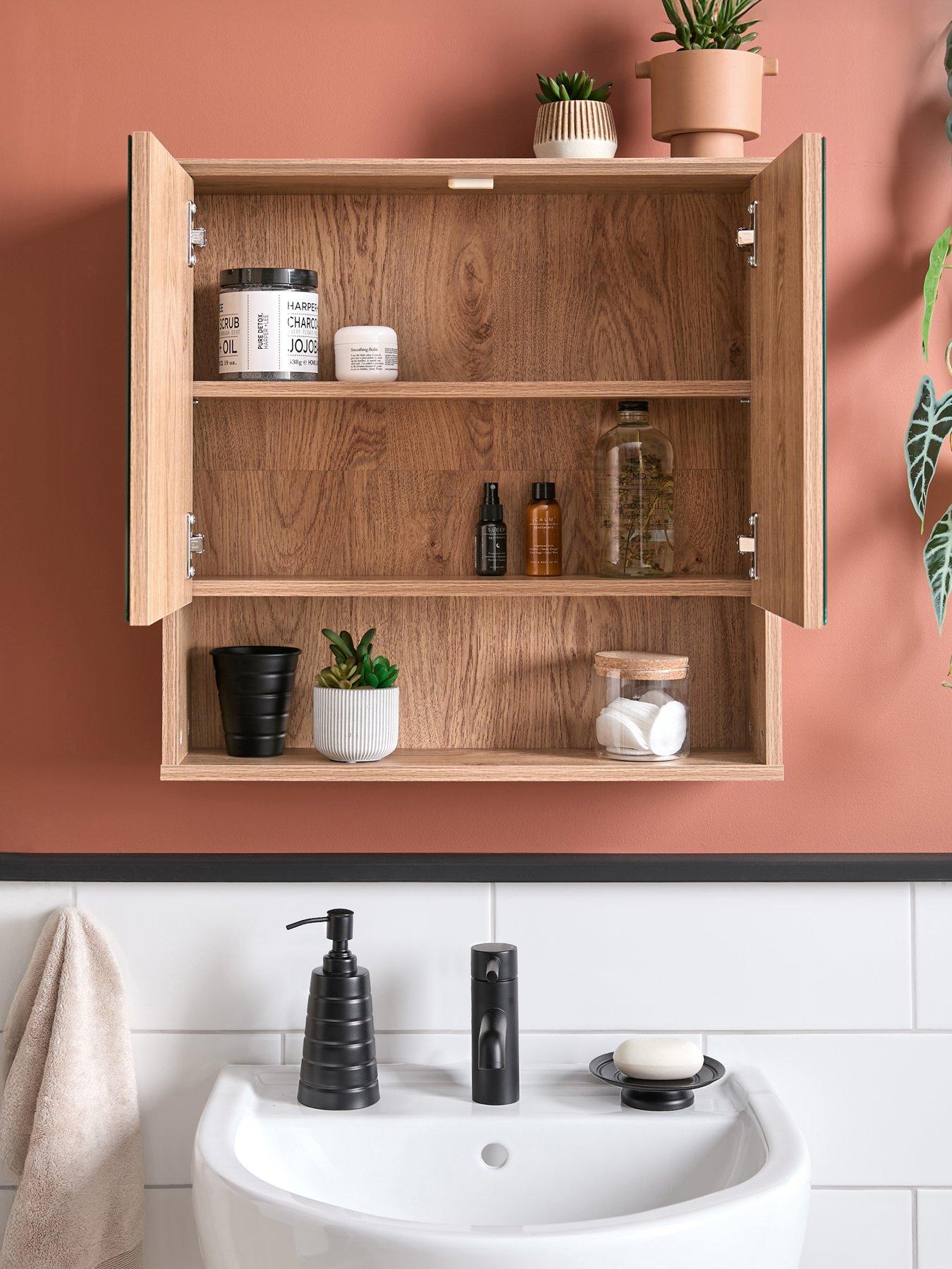 Very Home Pinnock Mirrored Bathroom Wall Cabinet - Oak | littlewoods.com