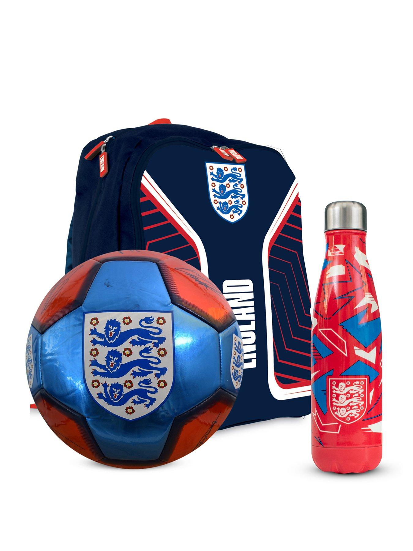 undefined Football Bundle: Size 5 Metallic Signature Football, 500ml Stainless Steel Vacuum Flask  &  Large Backpack