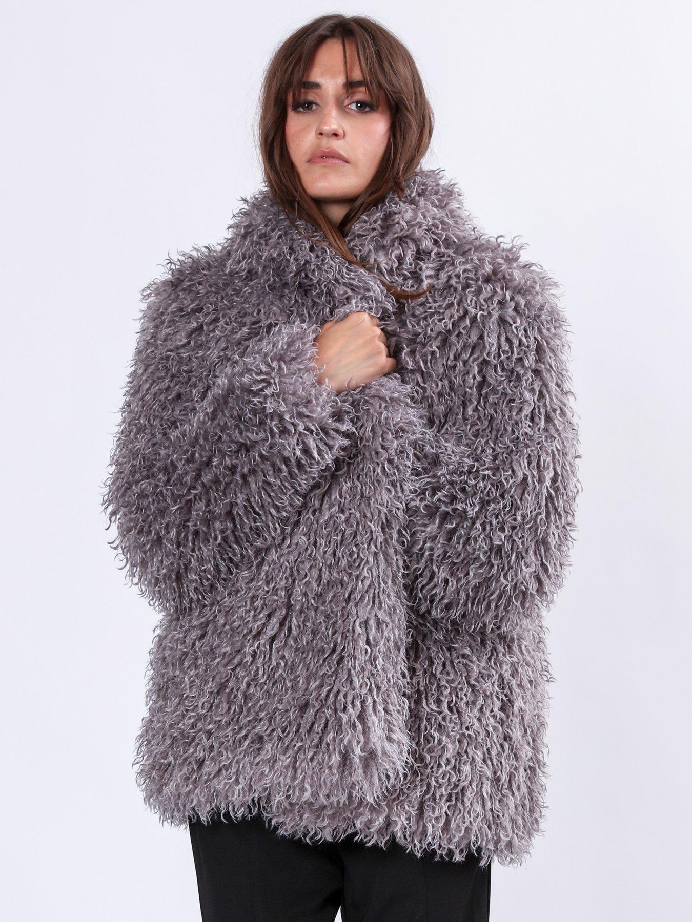  image of religion-short-faux-fur-coat-grey