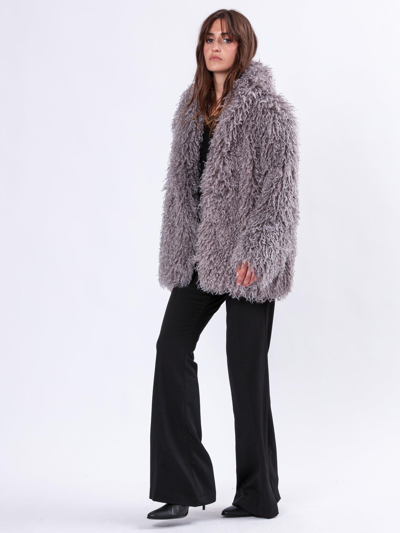  image of religion-short-faux-fur-coat-grey