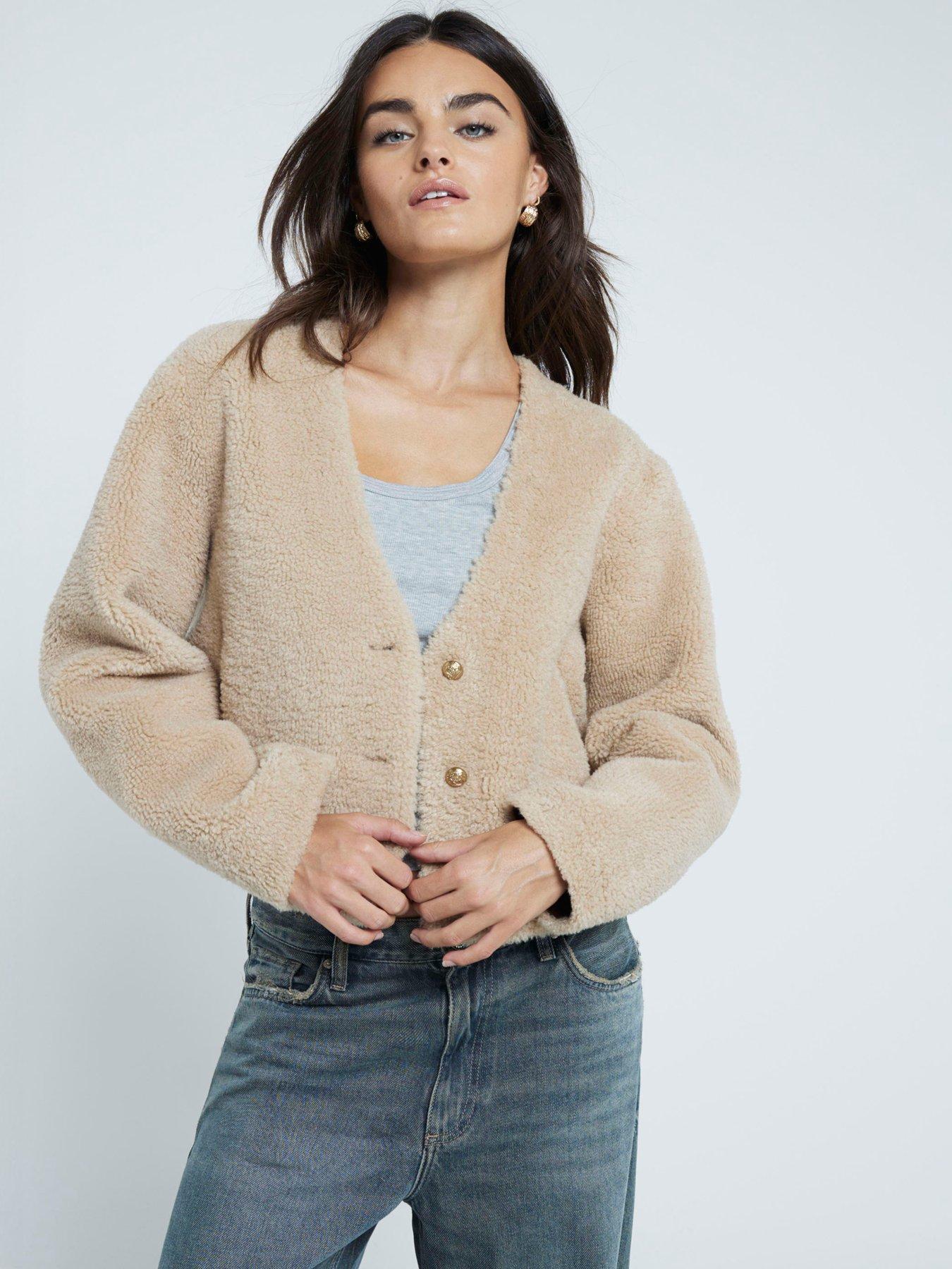 undefined Shearling Cardigan - Light Beige