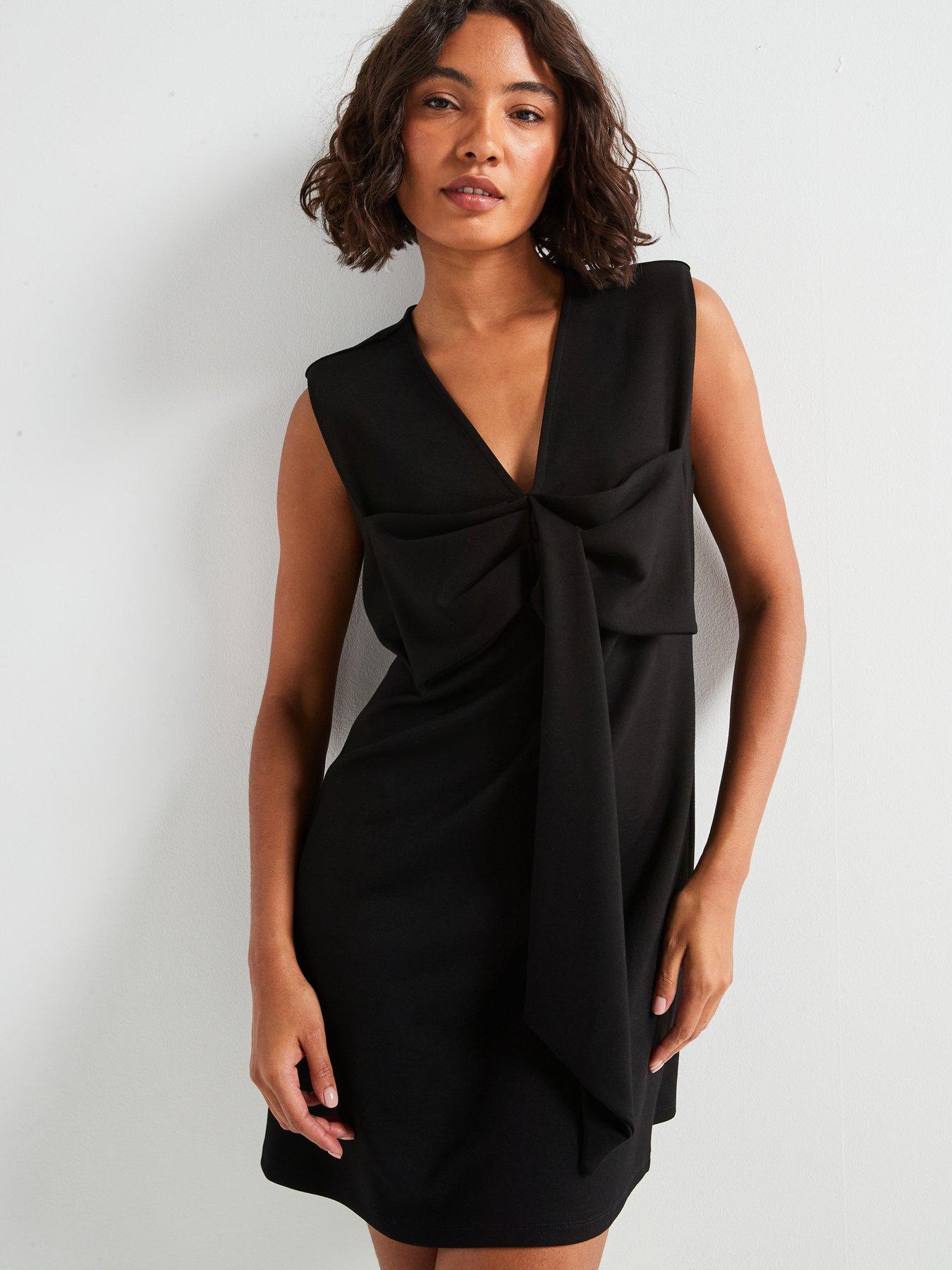  image of v-by-very-bow-front-mini-shift-dress-black