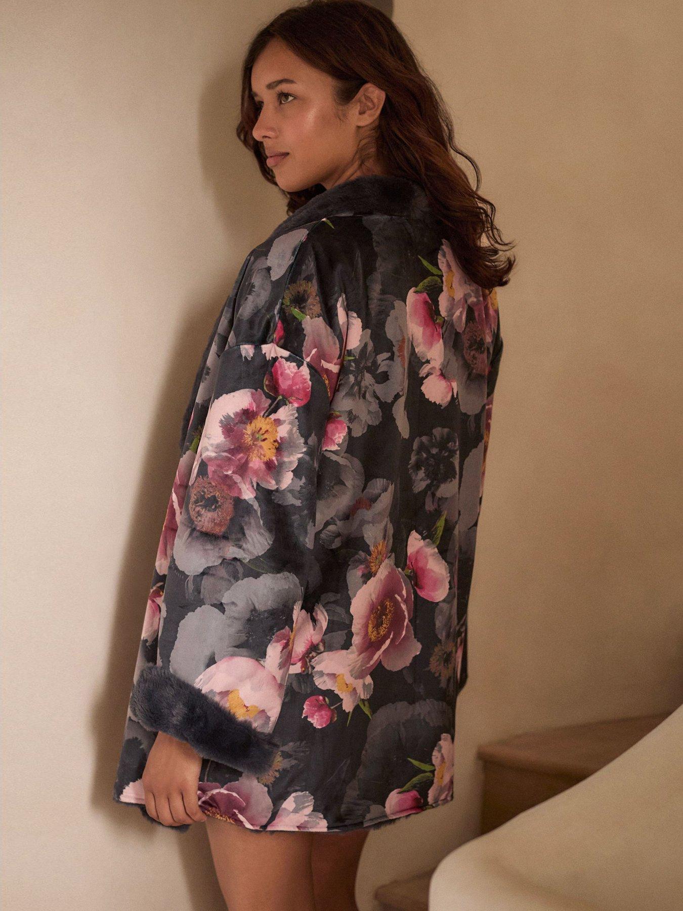 Image 2 of 5 of B By Ted Baker B By Baker Floral Printed Borg Zip Through Hoodie - Pink Floral