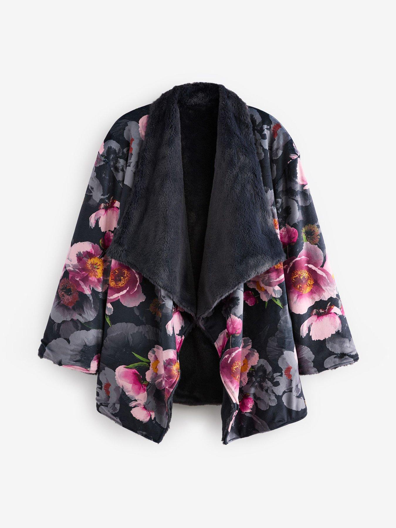 Image 5 of 5 of B By Ted Baker B By Baker Floral Printed Borg Zip Through Hoodie - Pink Floral