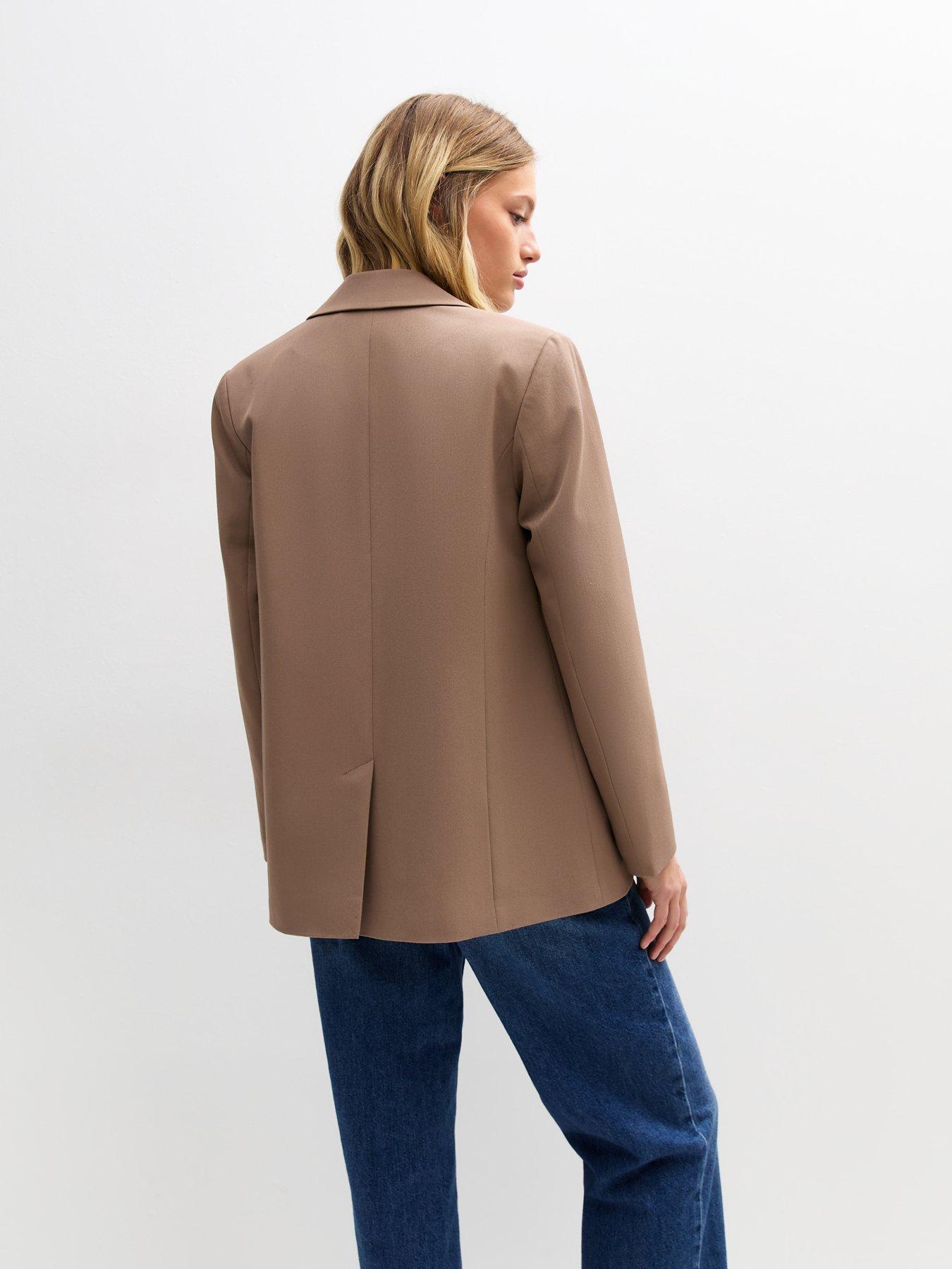  image of new-look-mink-double-breasted-woven-blazer