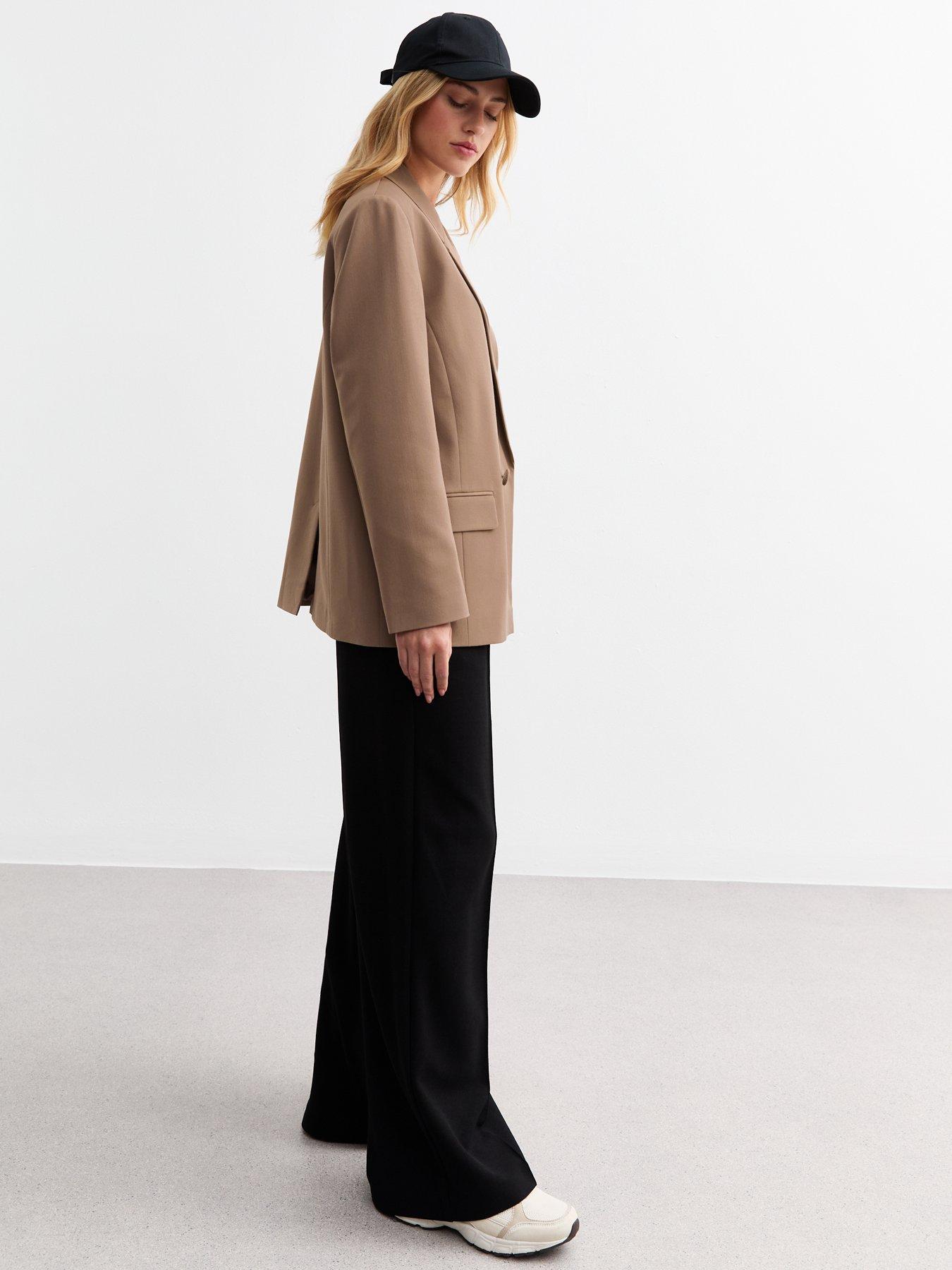  image of new-look-mink-double-breasted-woven-blazer