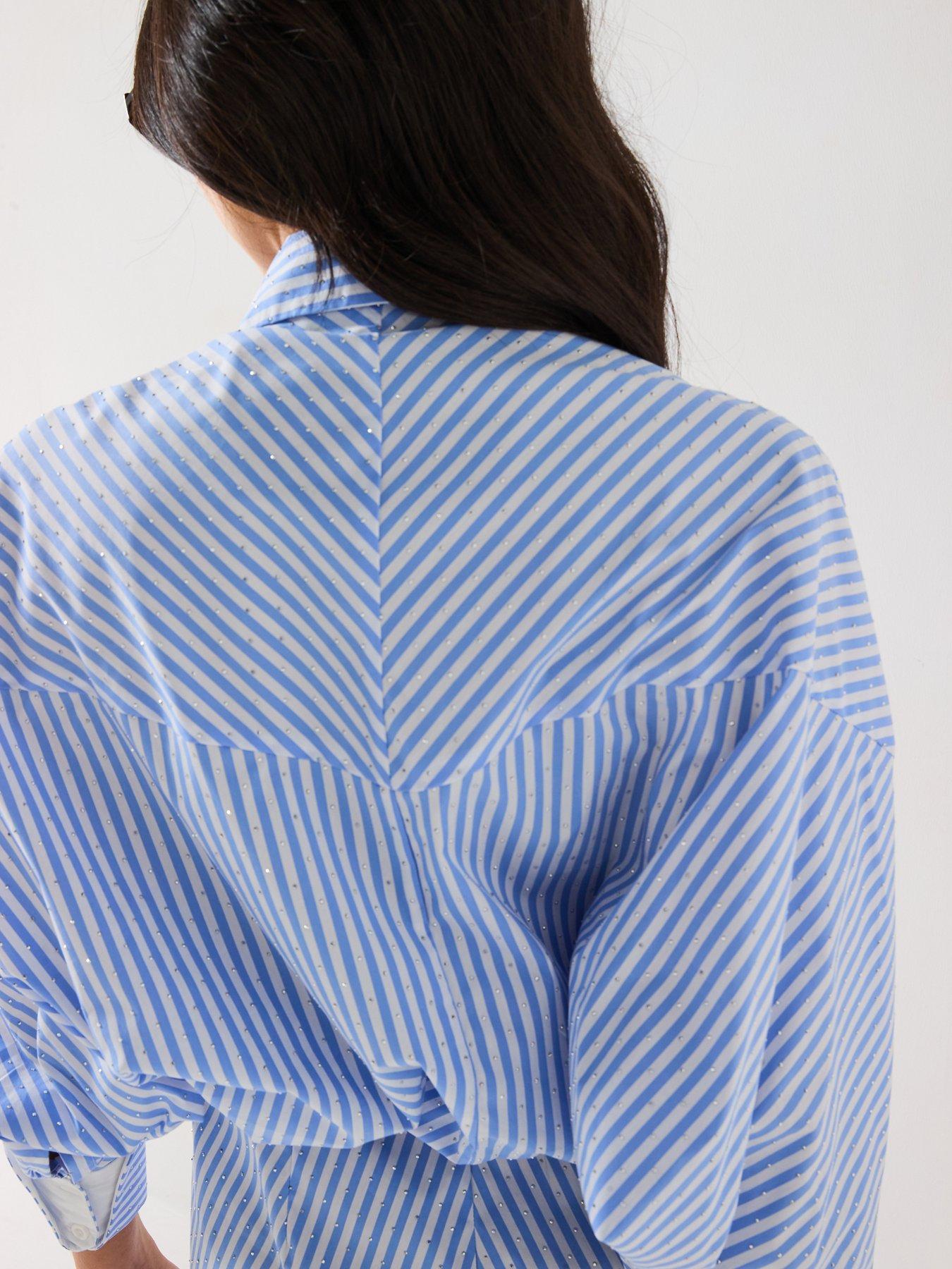  image of v-by-very-embellished-stripe-shirt-dress