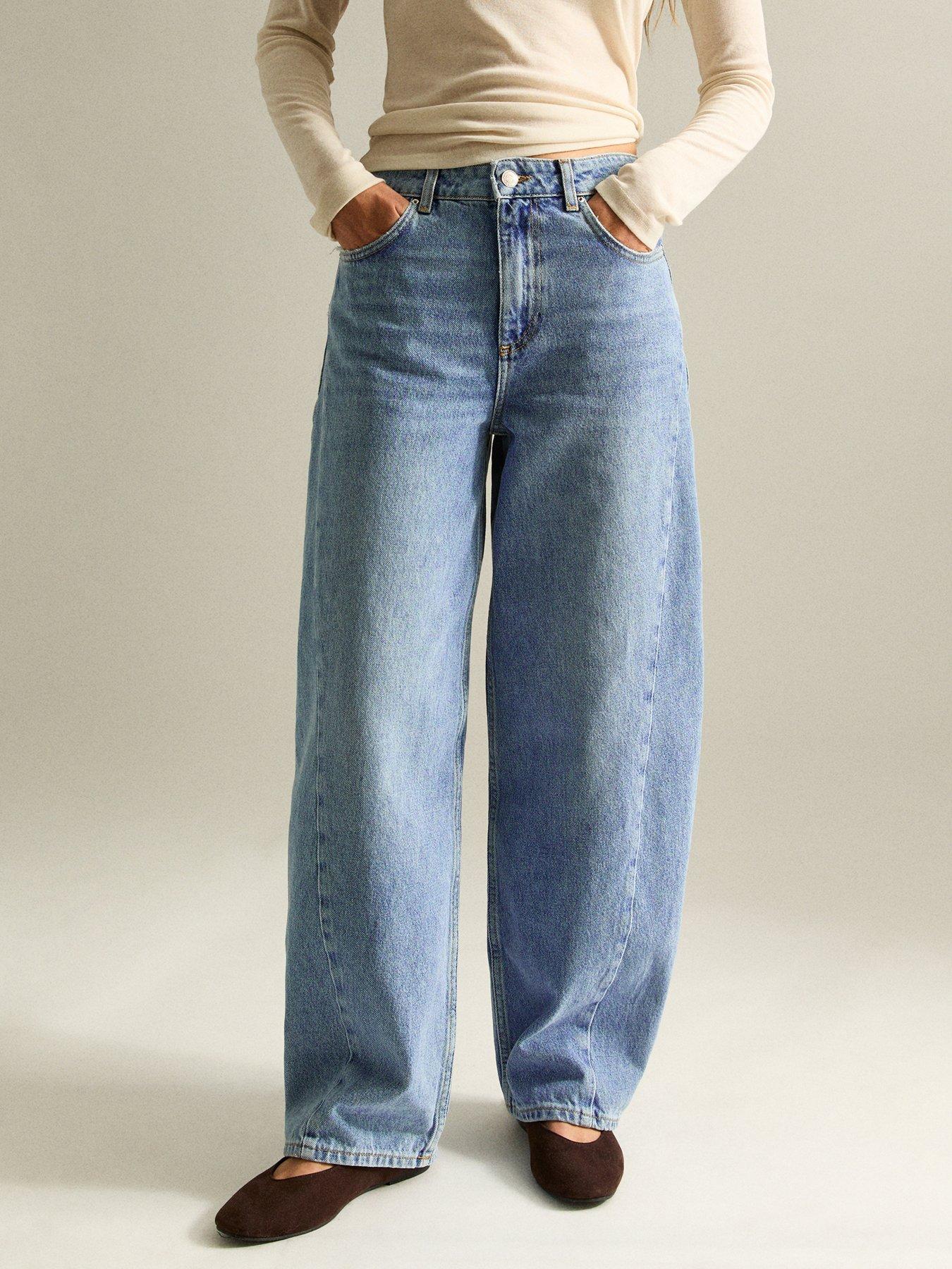 New Look Washed Barrel Leg Jeans - Blue