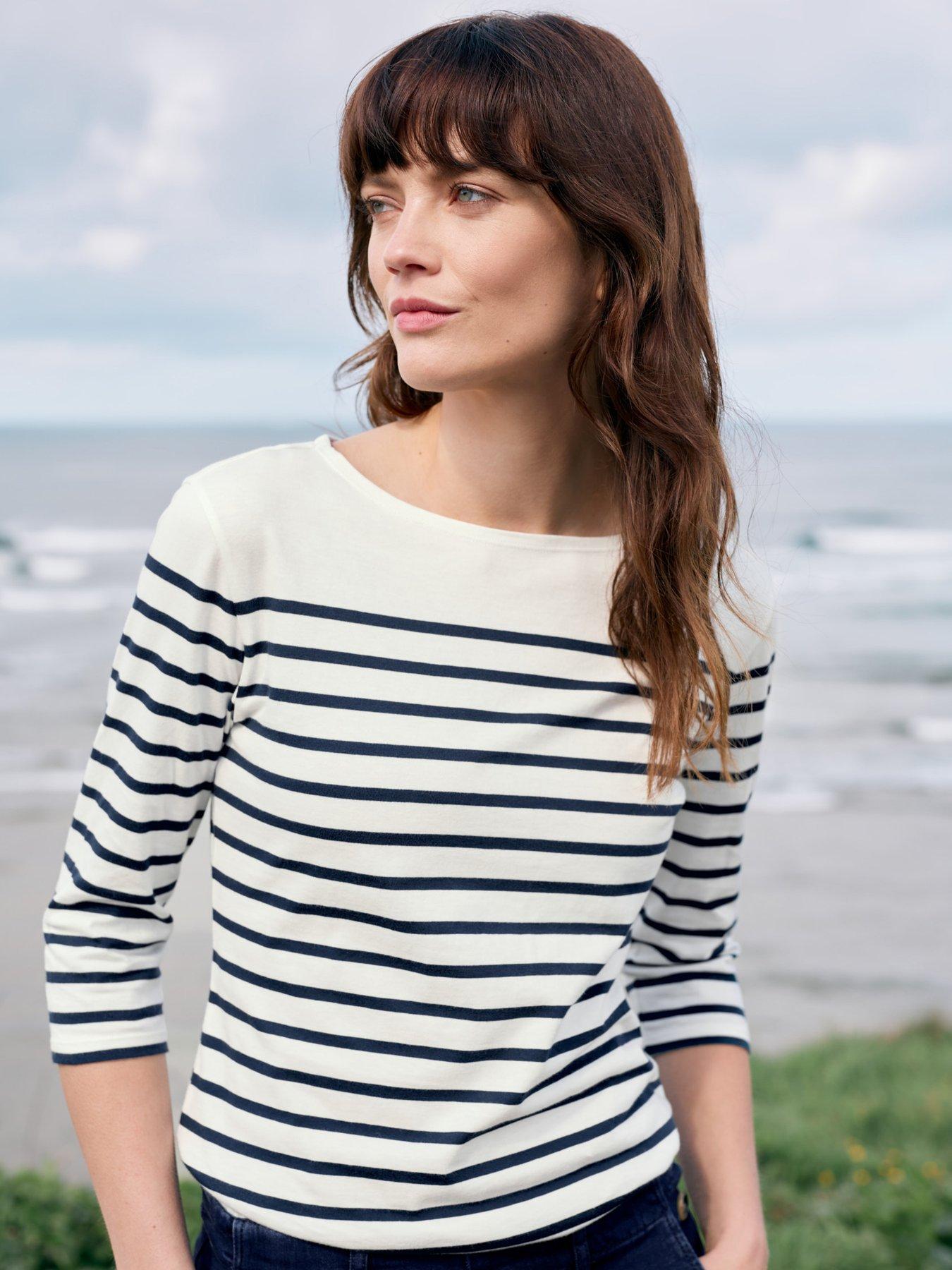 undefined Cotton Striped Top - White