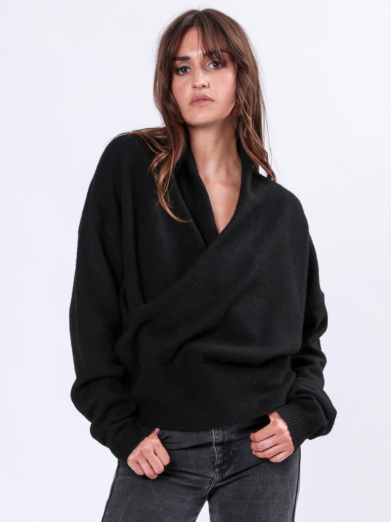  image of religion-shawl-wrap-jumper-black
