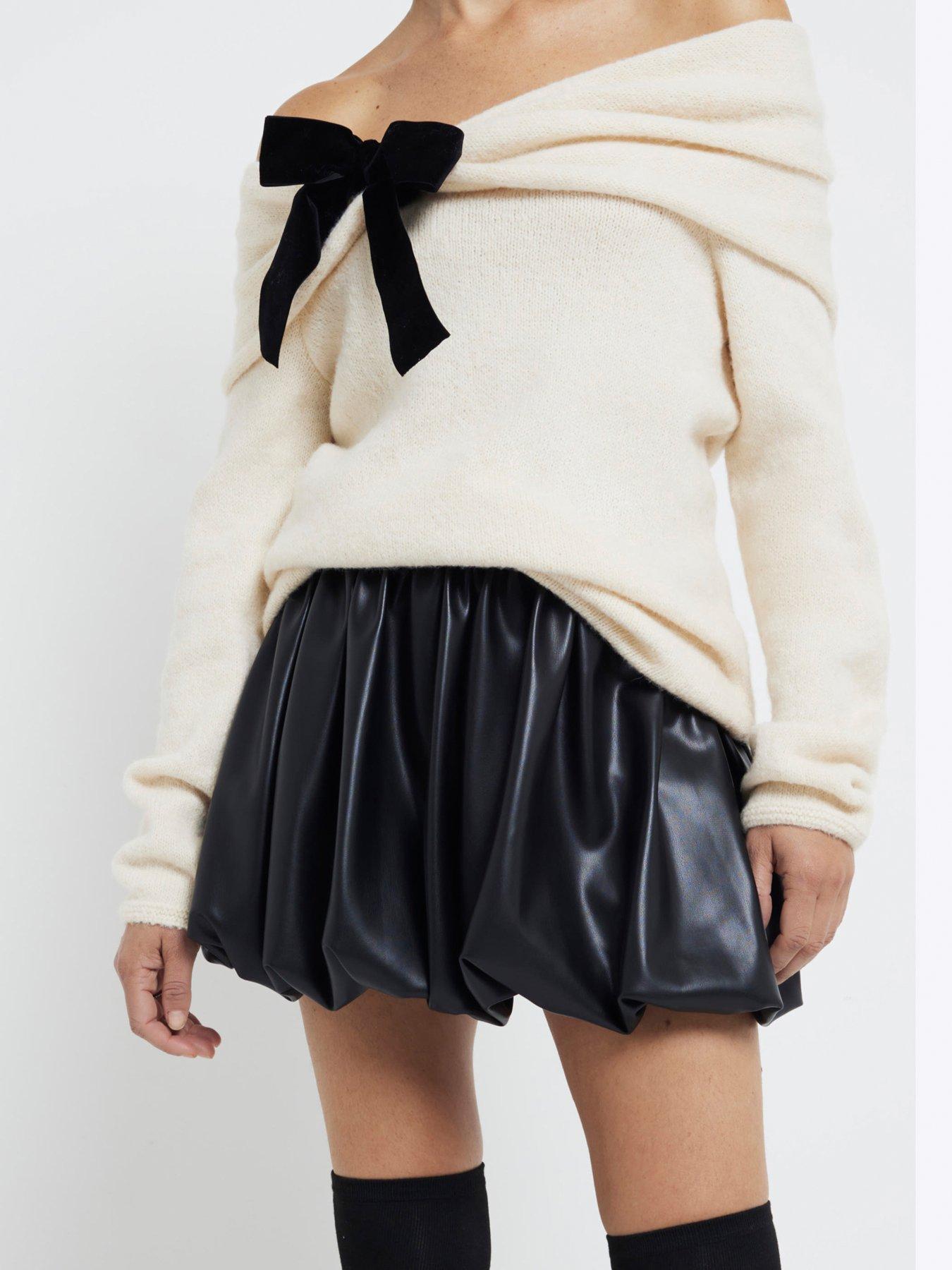 undefined Pu Puff Ball Skirt - Black