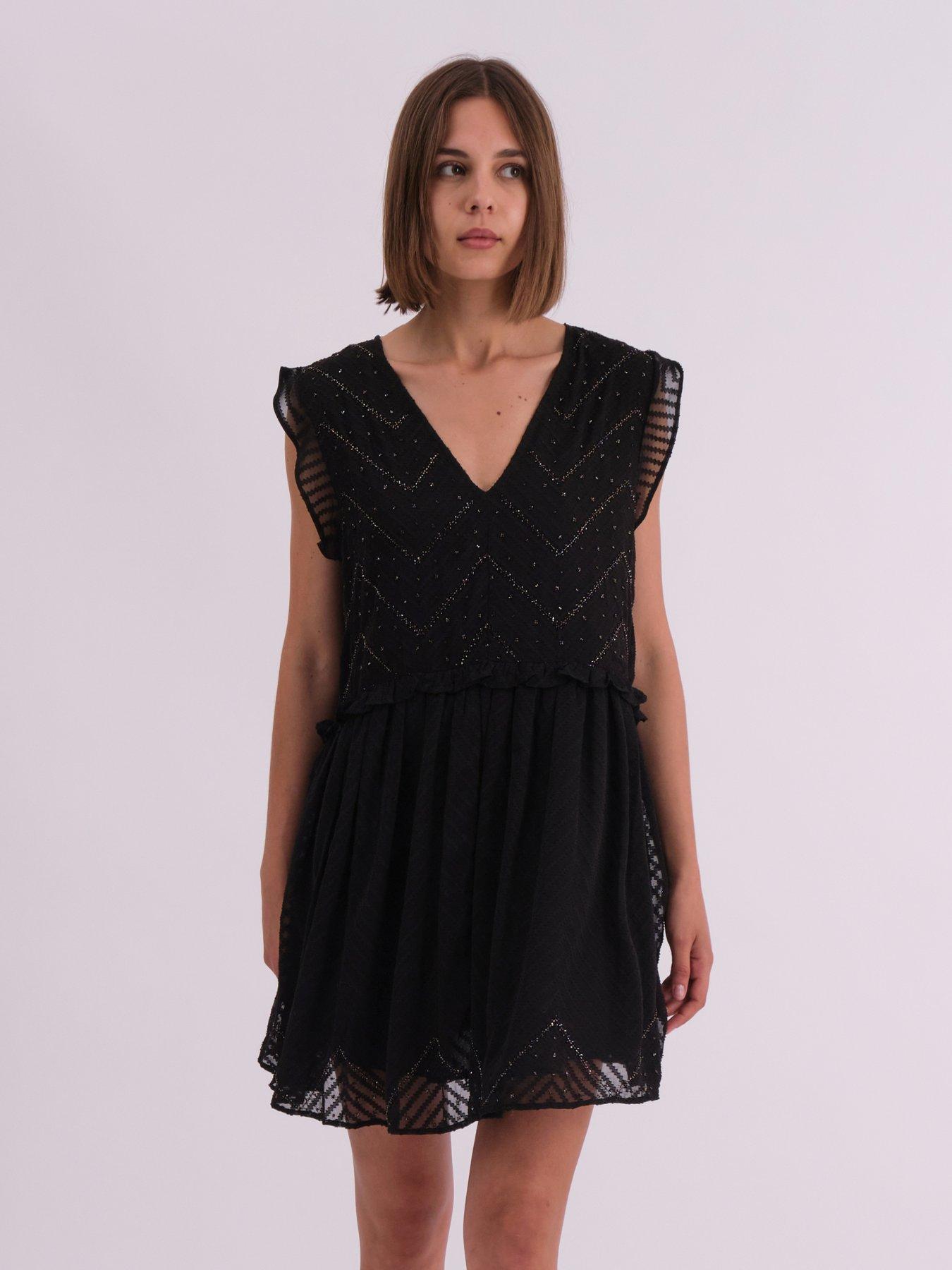 undefined Beaded Mini Dress - Black