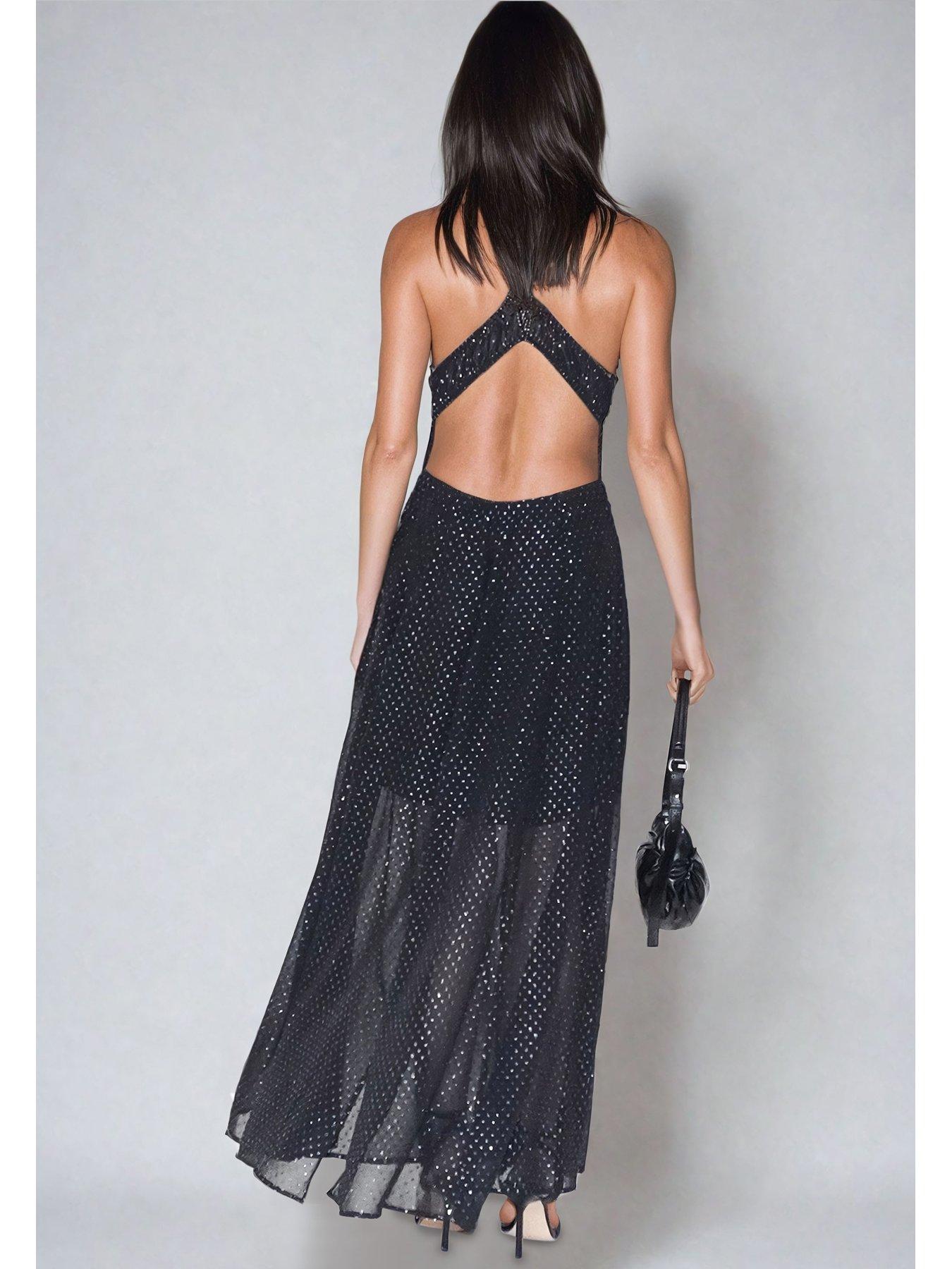  image of religion-halterneck-maxi-dress-grey